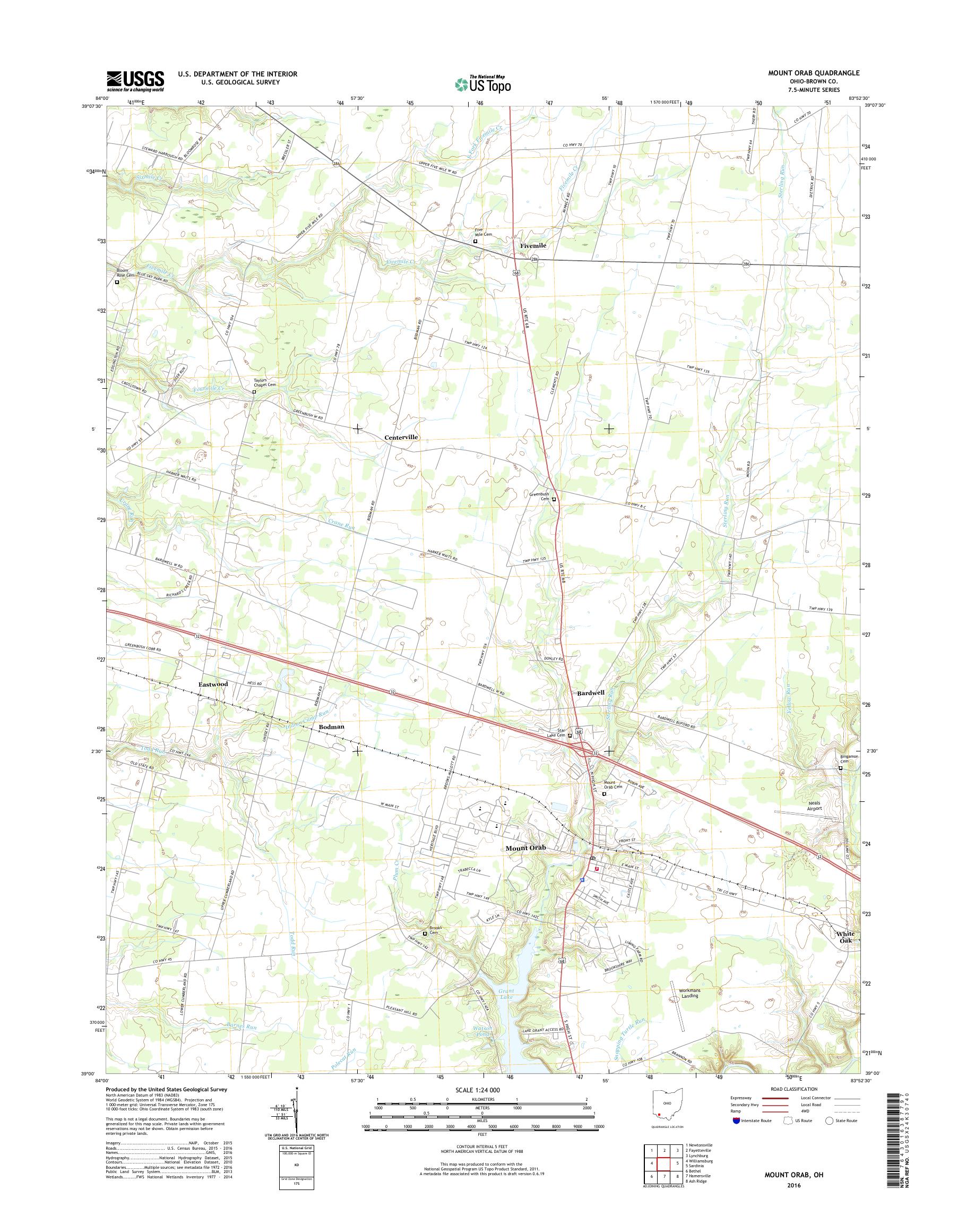 MyTopo Mount Orab, Ohio USGS Quad Topo Map
