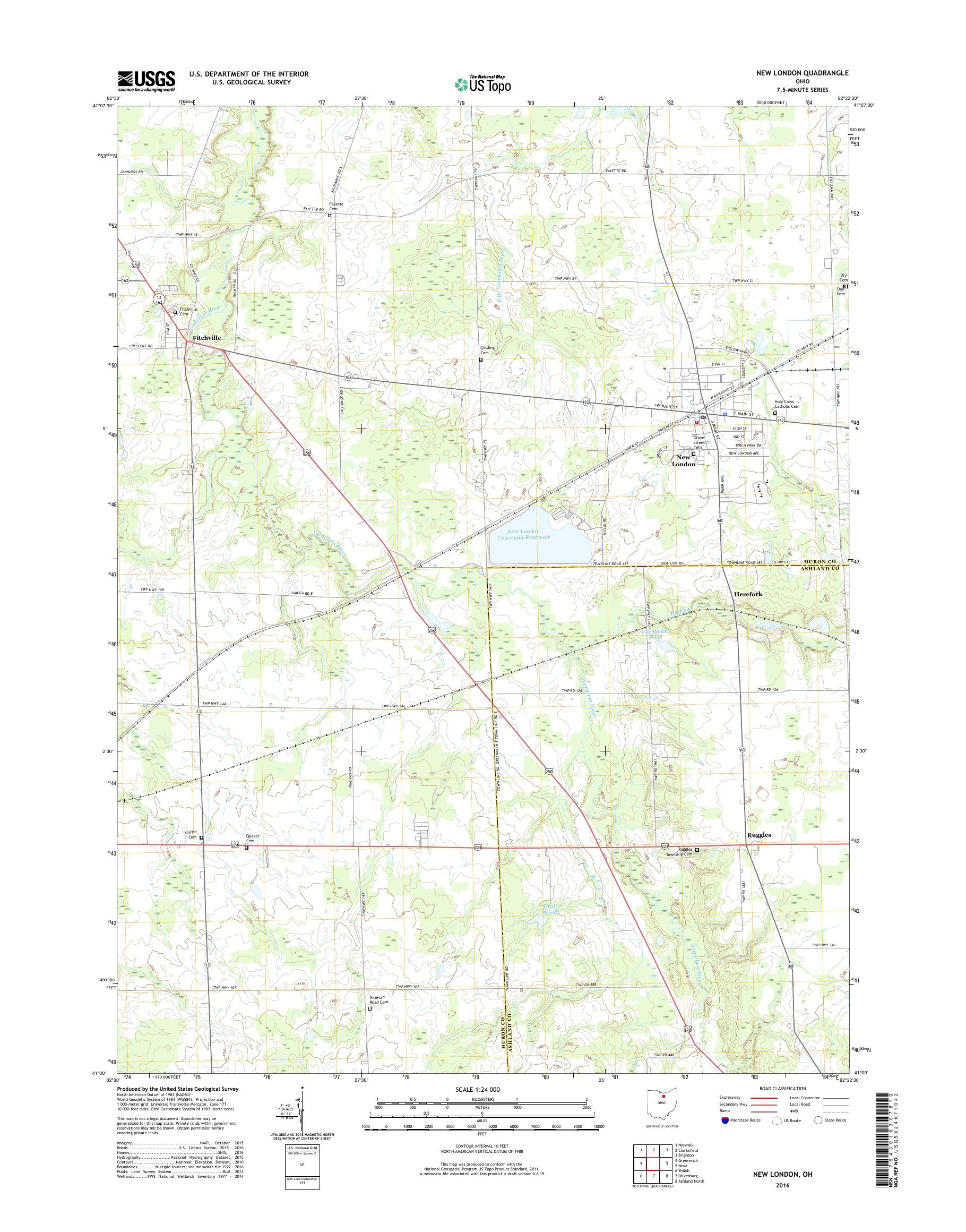 MyTopo New London, Ohio USGS Quad Topo Map