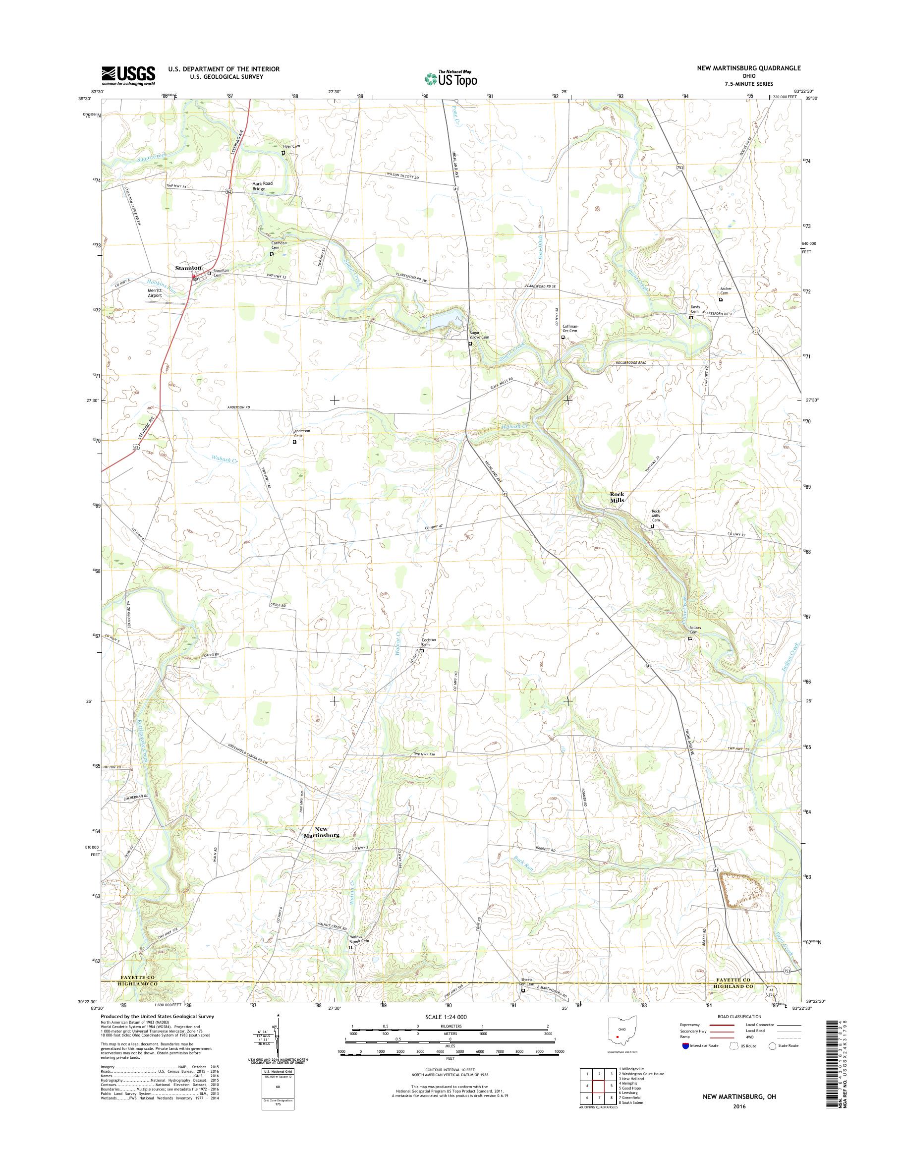 MyTopo New Martinsburg, Ohio USGS Quad Topo Map