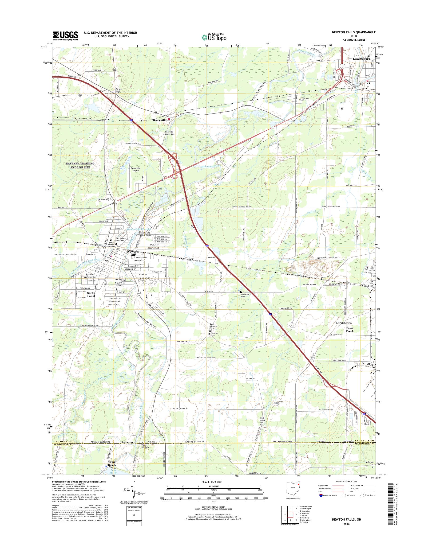 MyTopo Newton Falls, Ohio USGS Quad Topo Map
