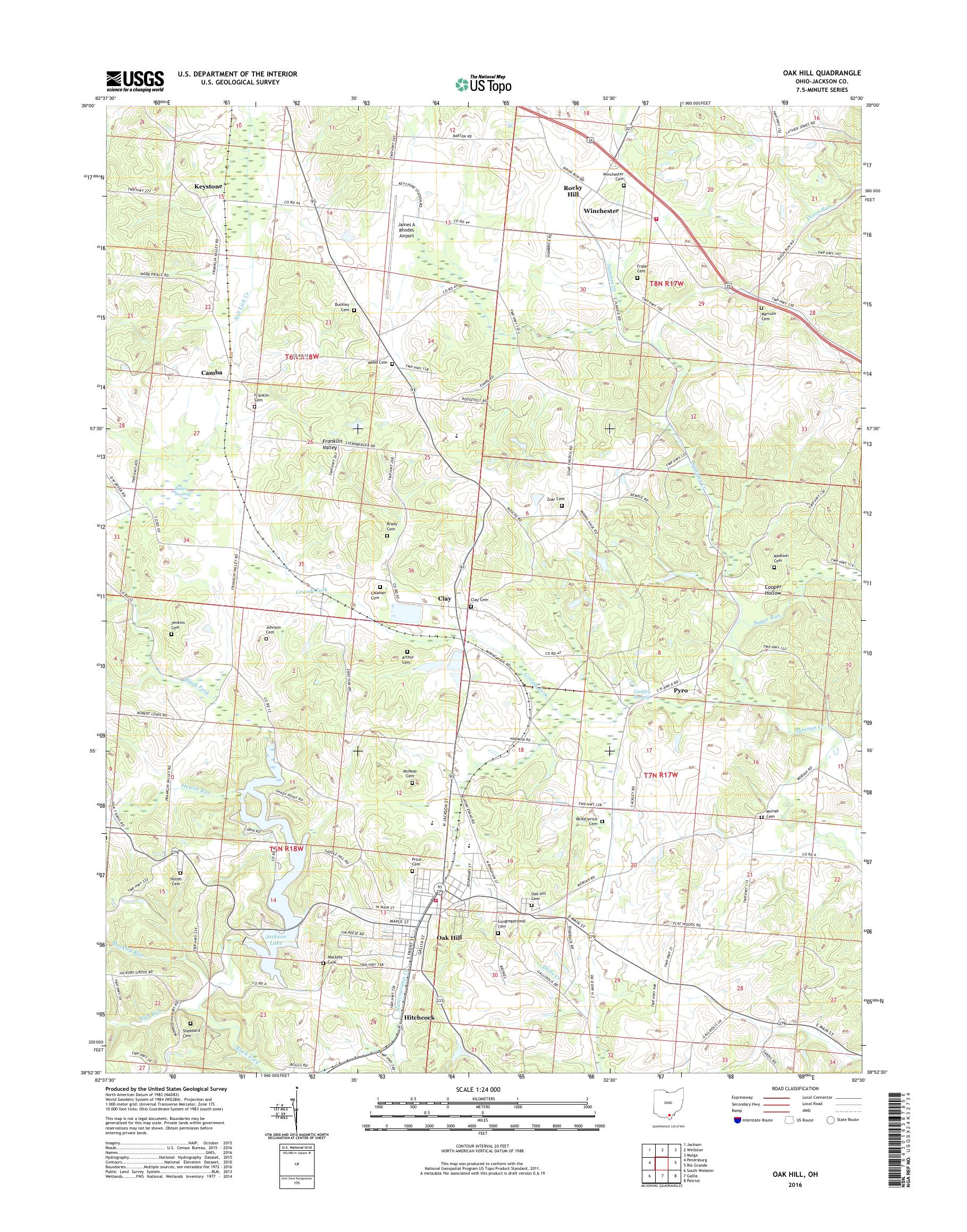 MyTopo Oak Hill, Ohio USGS Quad Topo Map