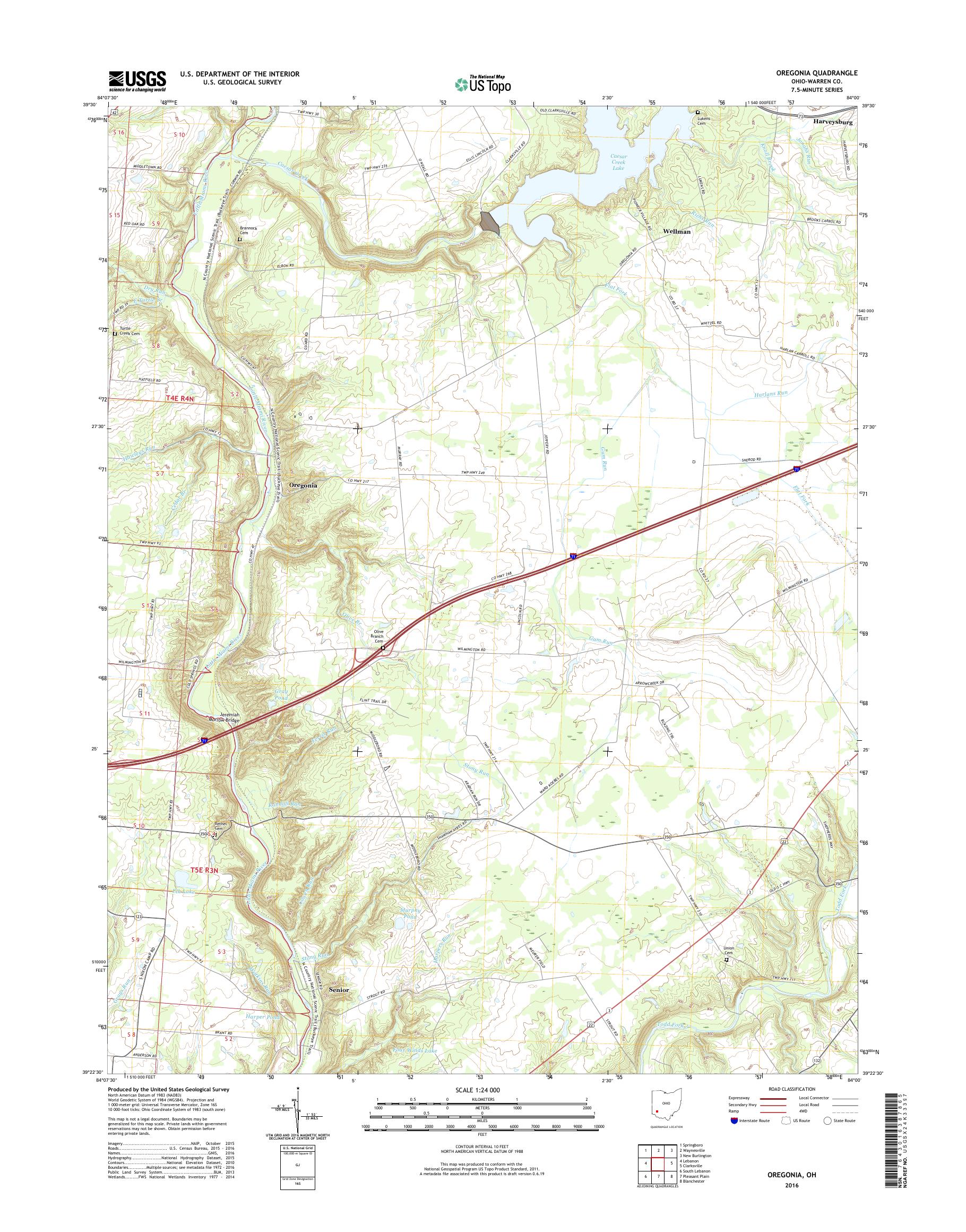 MyTopo Oregonia, Ohio USGS Quad Topo Map