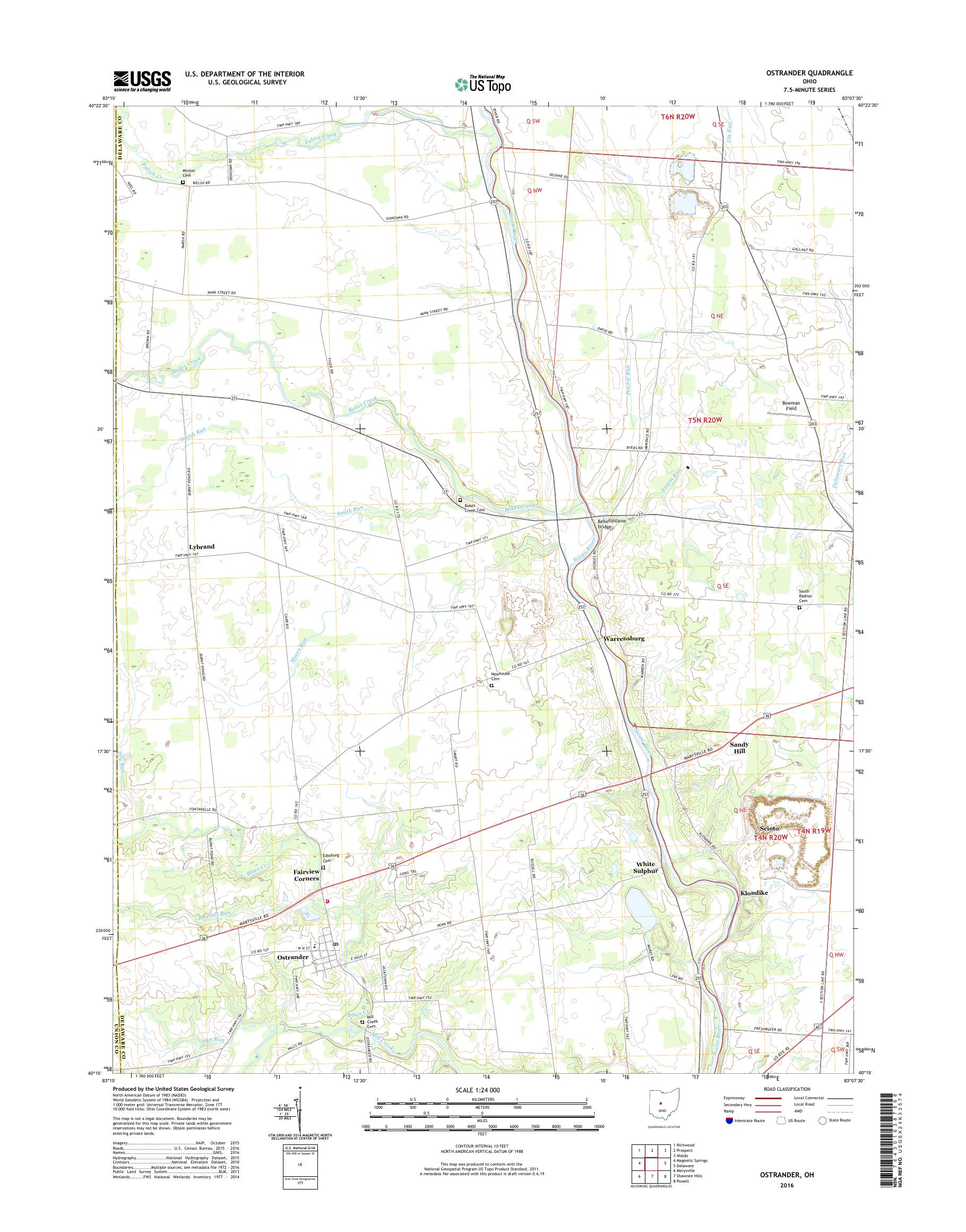 MyTopo Ostrander, Ohio USGS Quad Topo Map