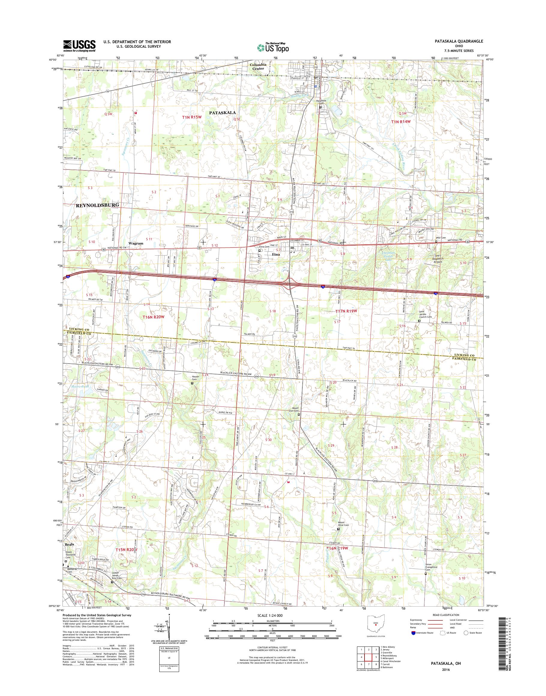 MyTopo Pataskala, Ohio USGS Quad Topo Map