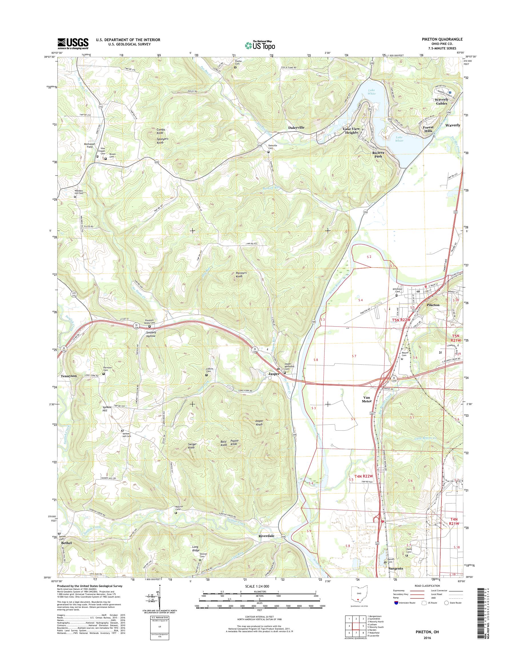 MyTopo Piketon, Ohio USGS Quad Topo Map