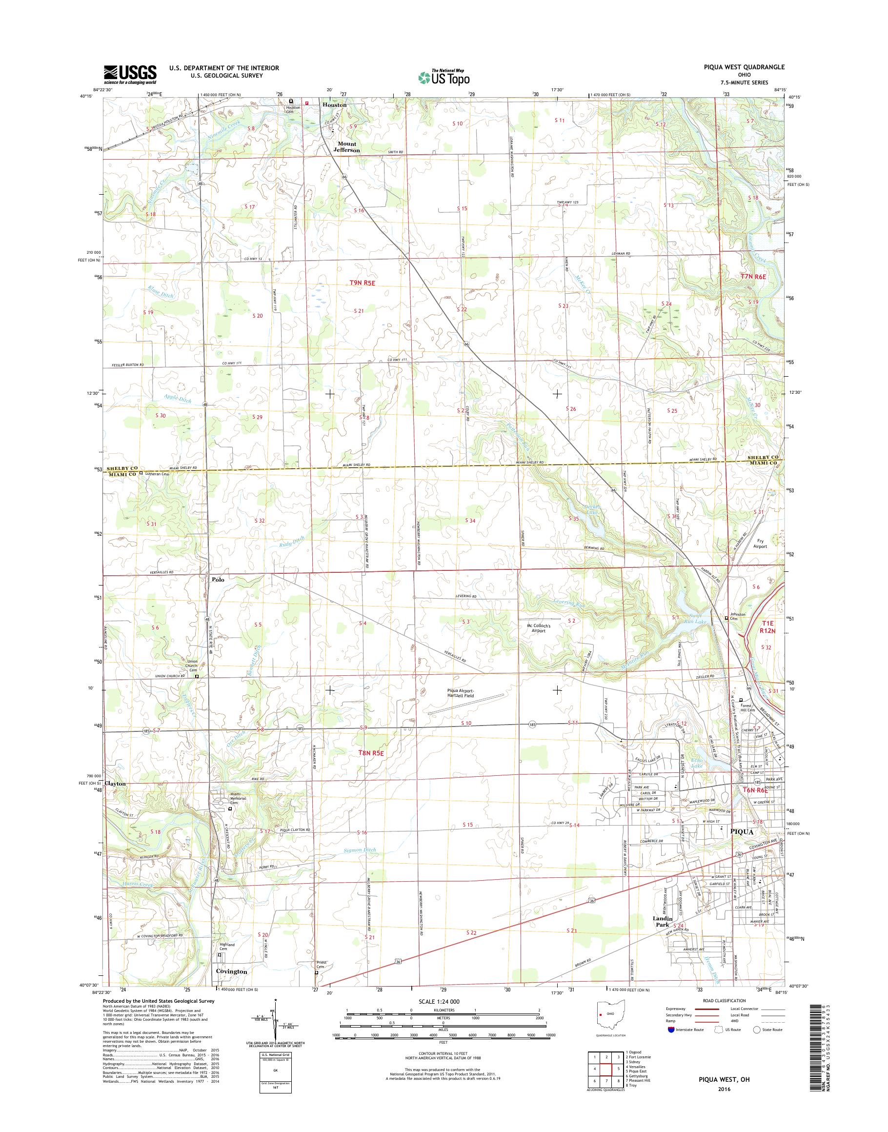 MyTopo Piqua West, Ohio USGS Quad Topo Map