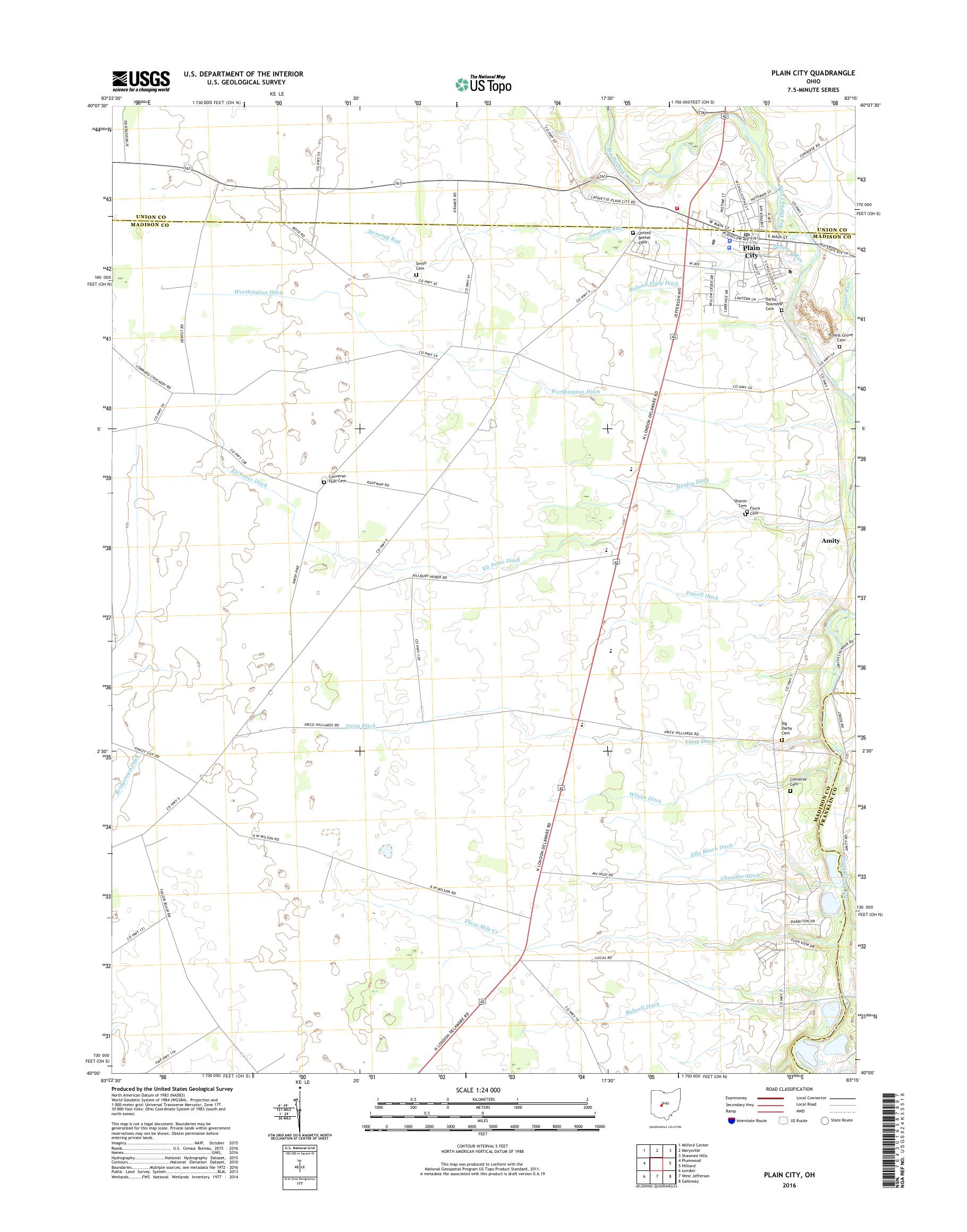 MyTopo Plain City, Ohio USGS Quad Topo Map