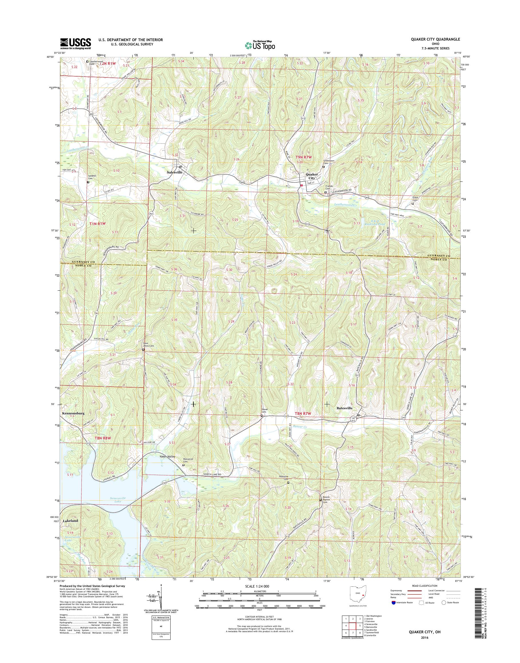 MyTopo Quaker City, Ohio USGS Quad Topo Map