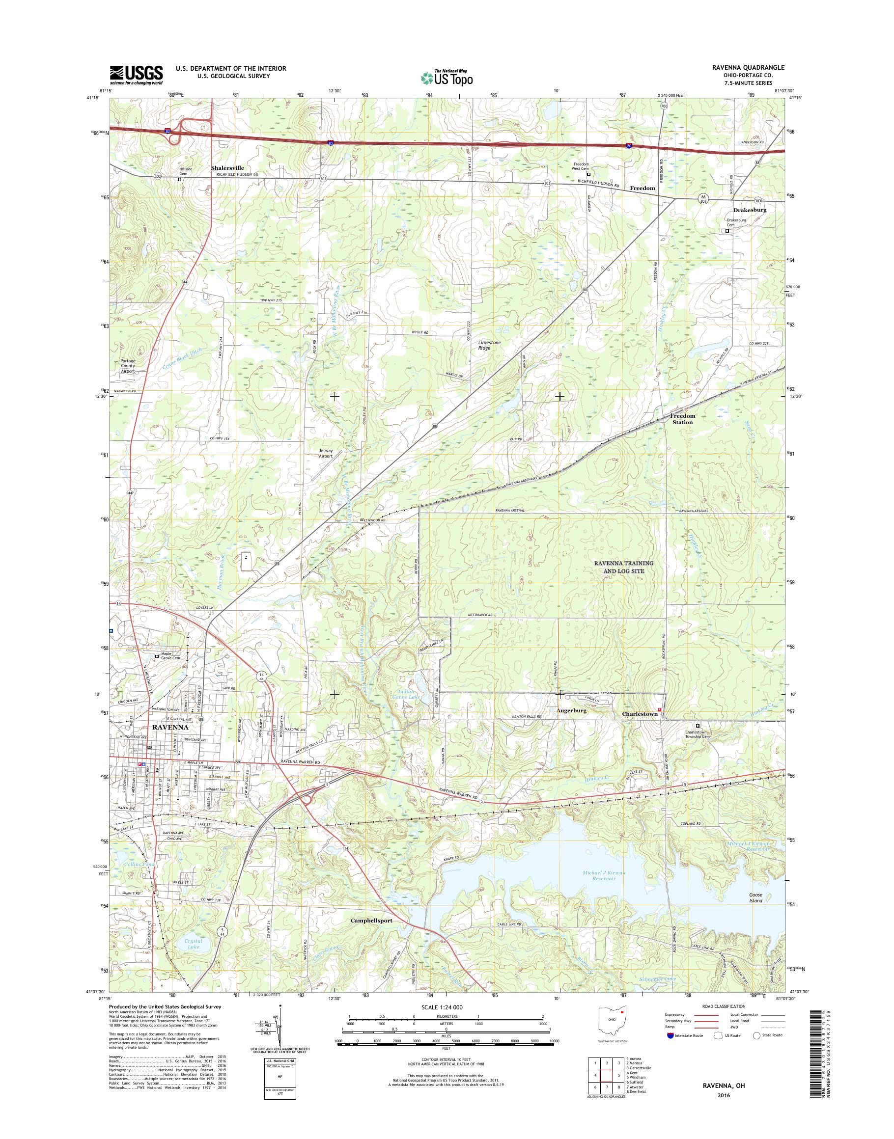 MyTopo Ravenna, Ohio USGS Quad Topo Map