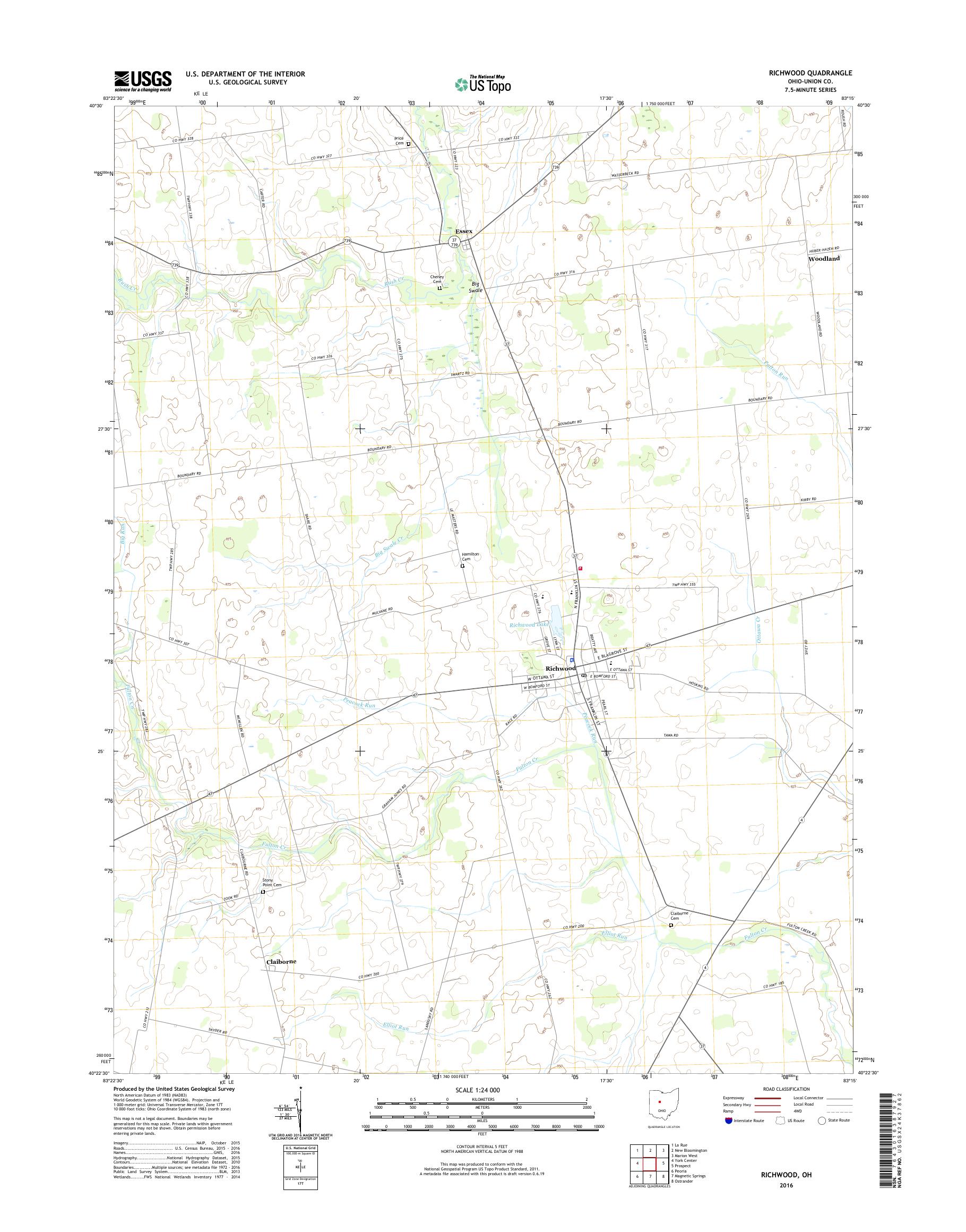 MyTopo Richwood, Ohio USGS Quad Topo Map