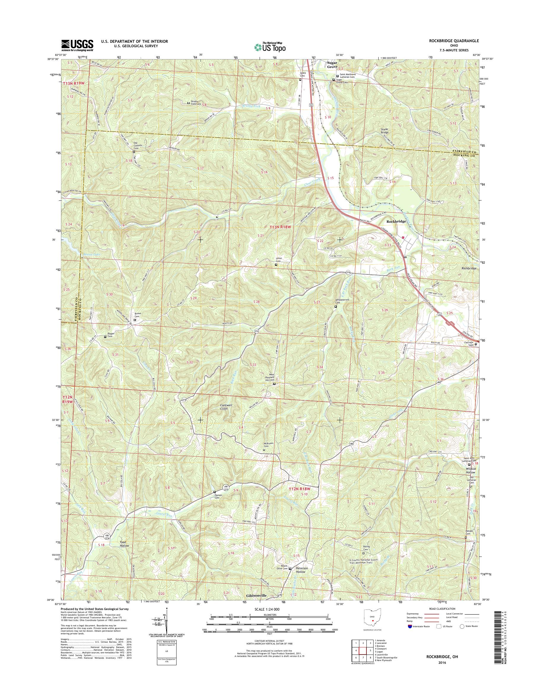MyTopo Rockbridge, Ohio USGS Quad Topo Map