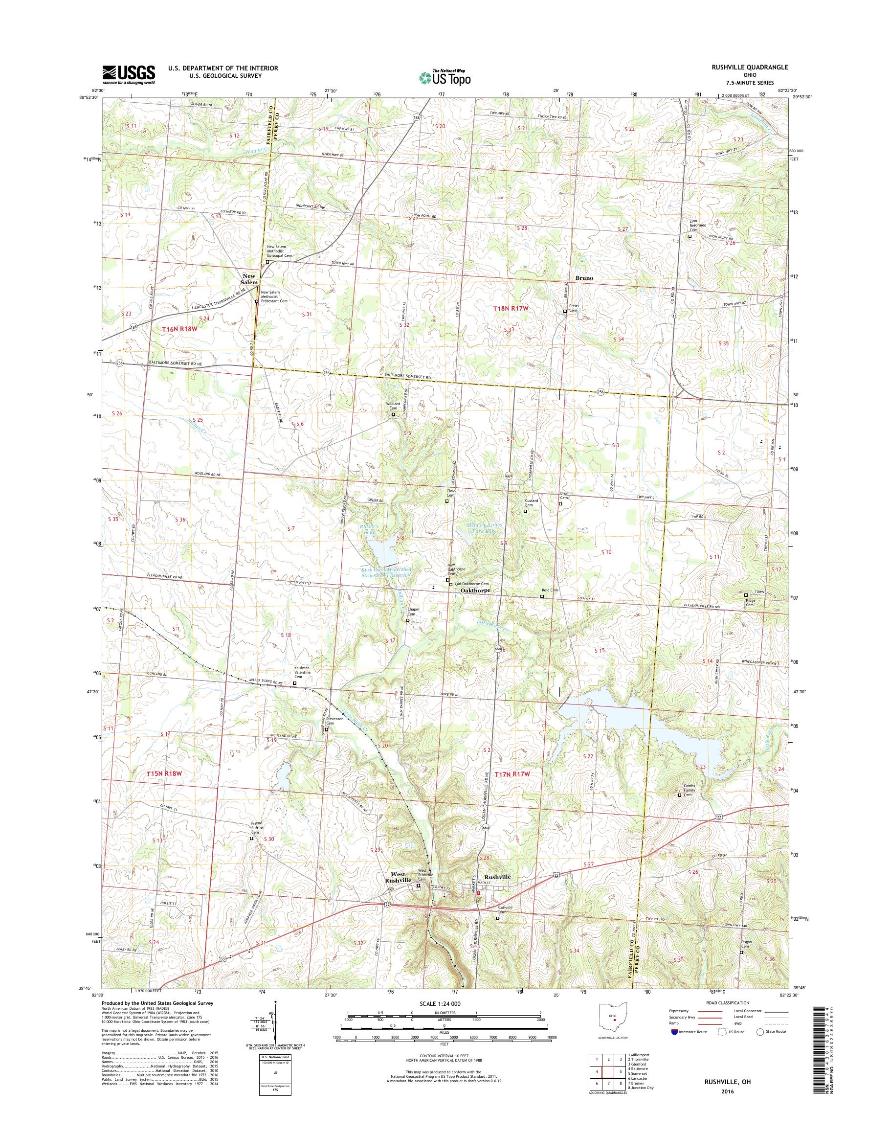 MyTopo Rushville, Ohio USGS Quad Topo Map