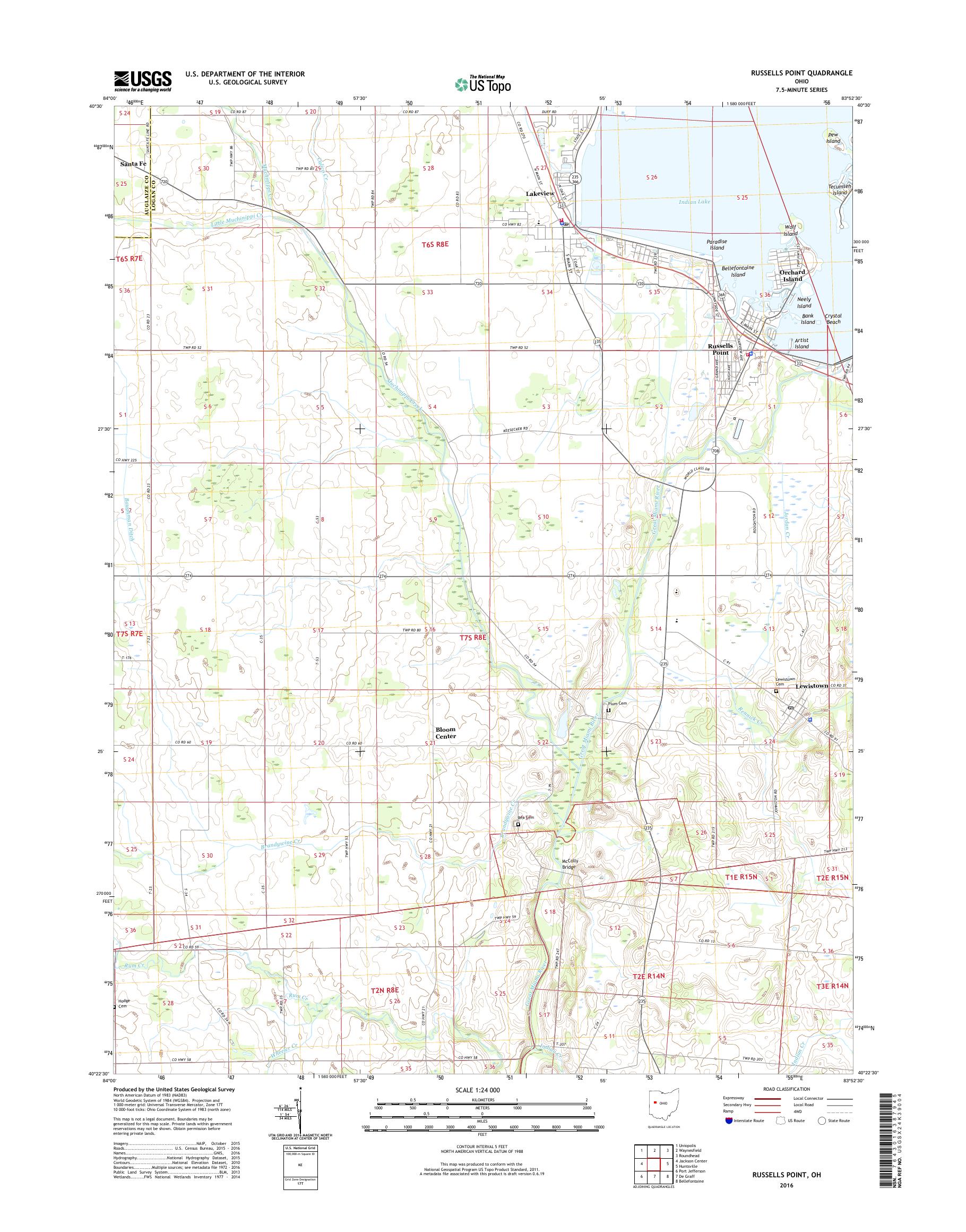 MyTopo Russells Point, Ohio USGS Quad Topo Map