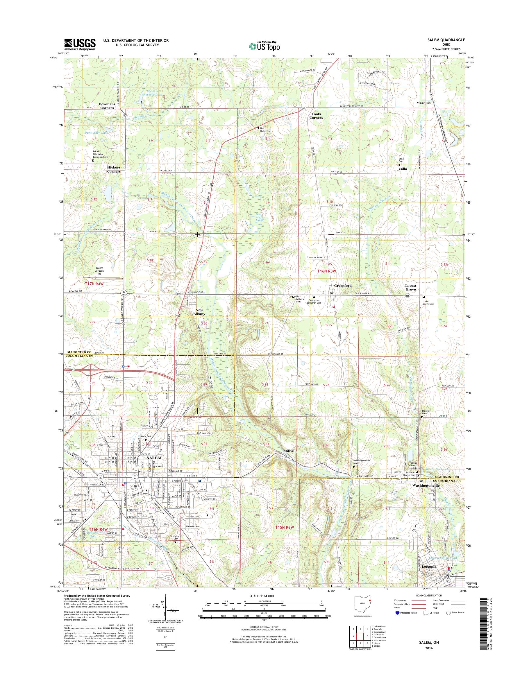MyTopo Salem, Ohio USGS Quad Topo Map