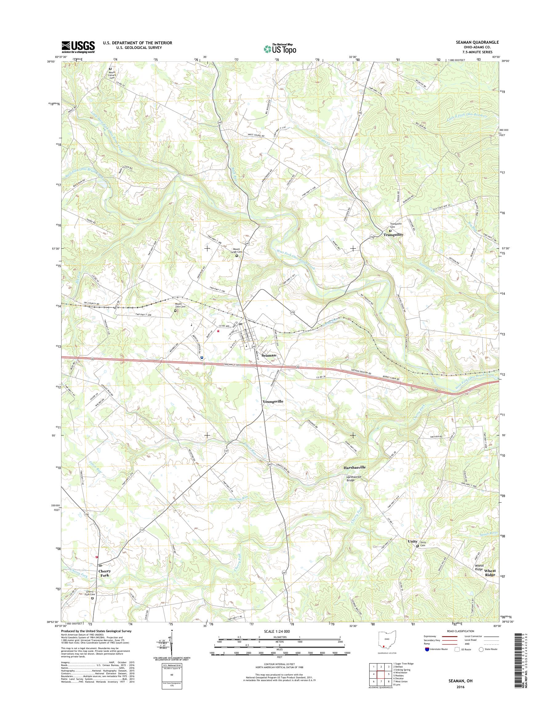 MyTopo Seaman, Ohio USGS Quad Topo Map