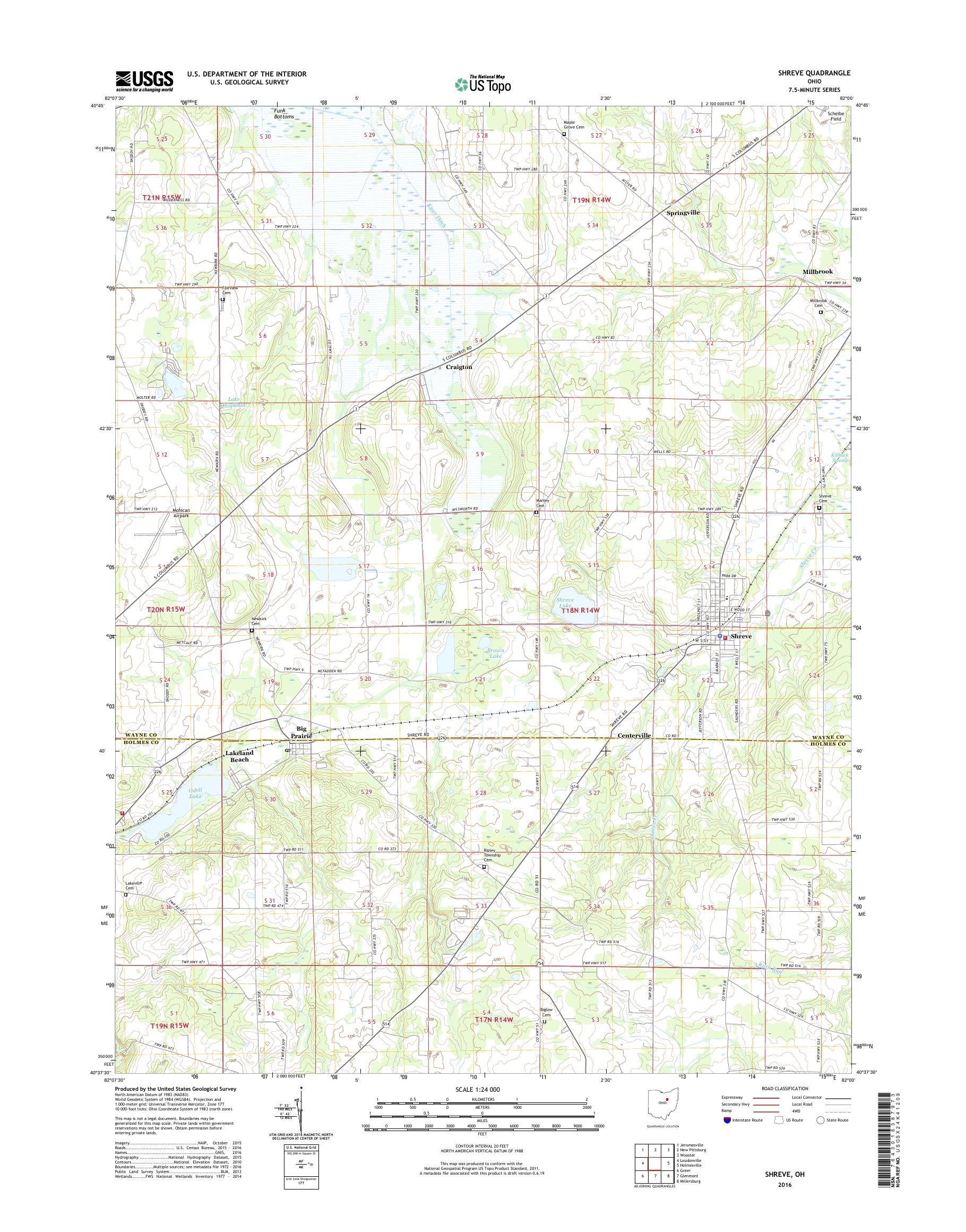 MyTopo Shreve, Ohio USGS Quad Topo Map