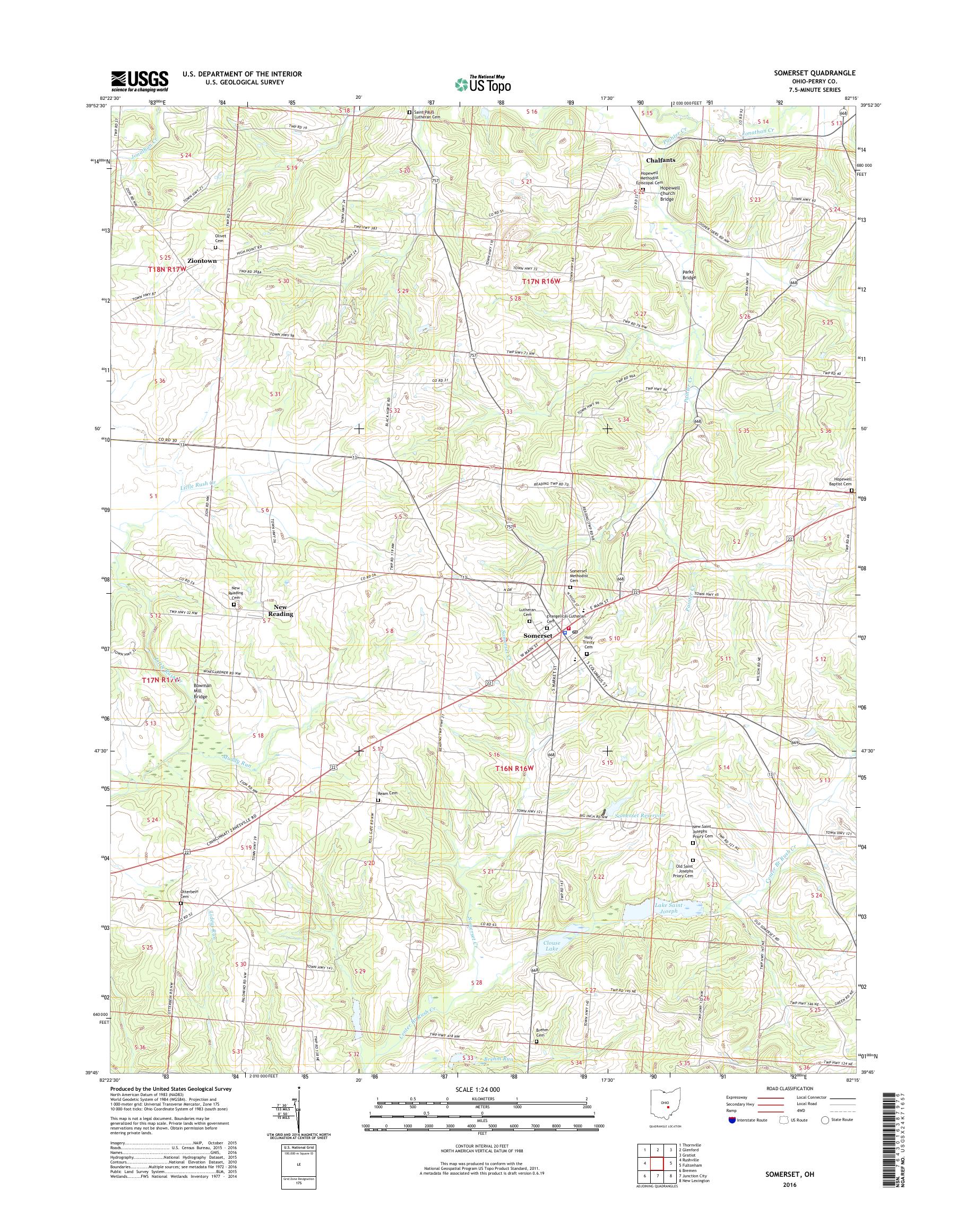 MyTopo Somerset, Ohio USGS Quad Topo Map