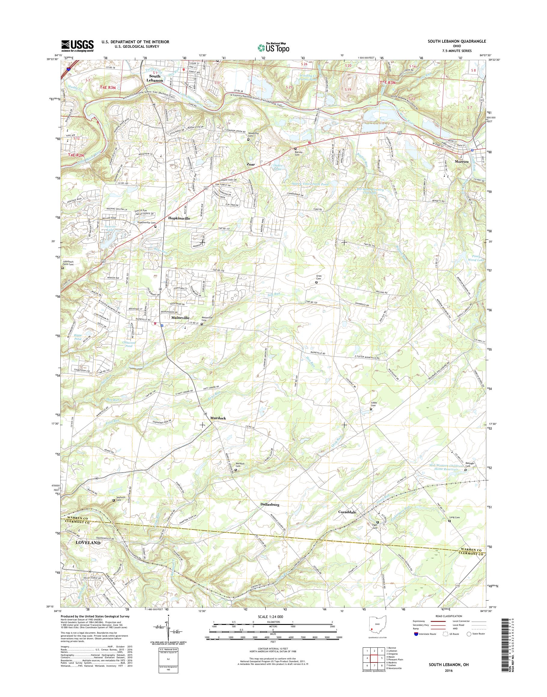 MyTopo South Lebanon, Ohio USGS Quad Topo Map