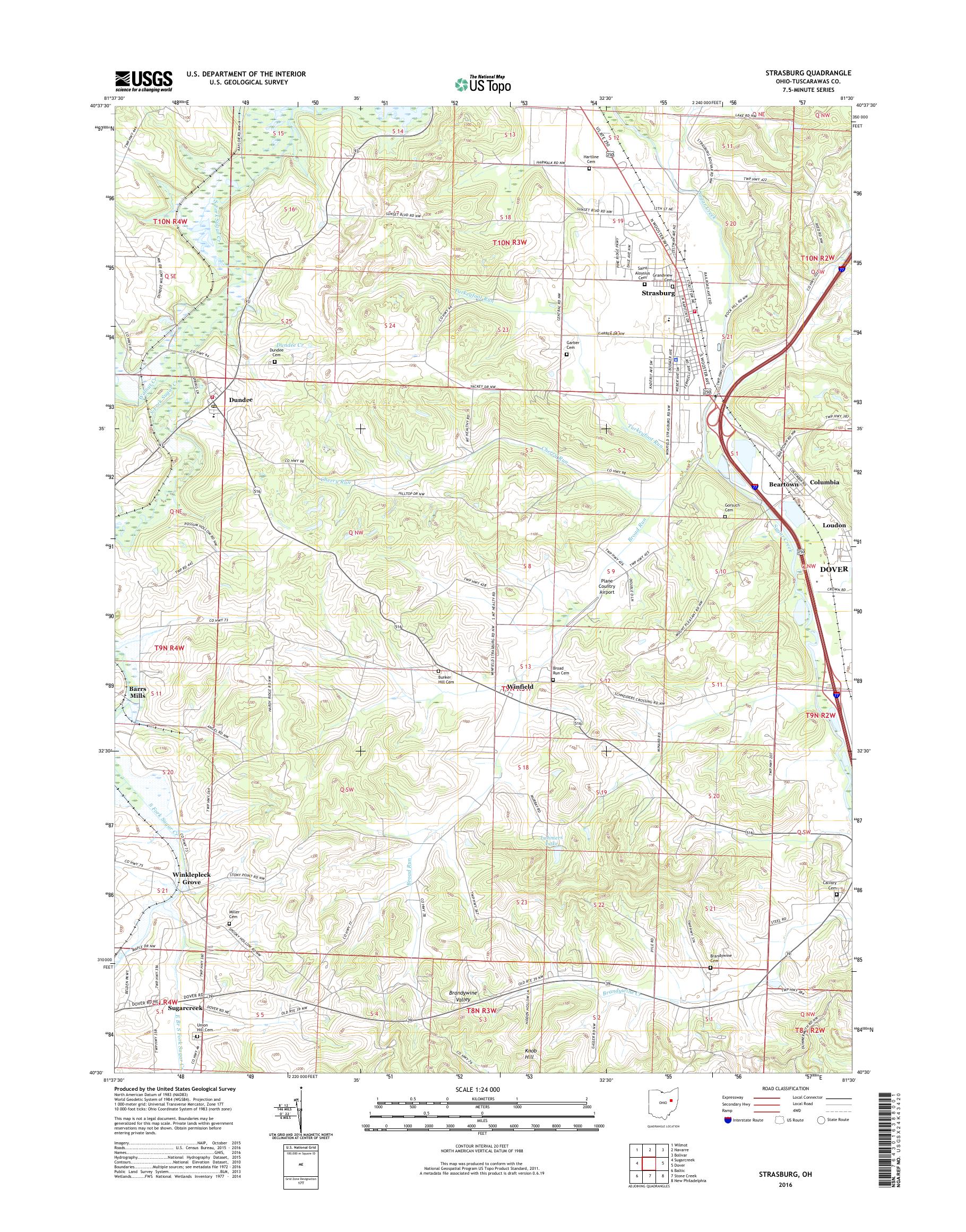 MyTopo Strasburg, Ohio USGS Quad Topo Map