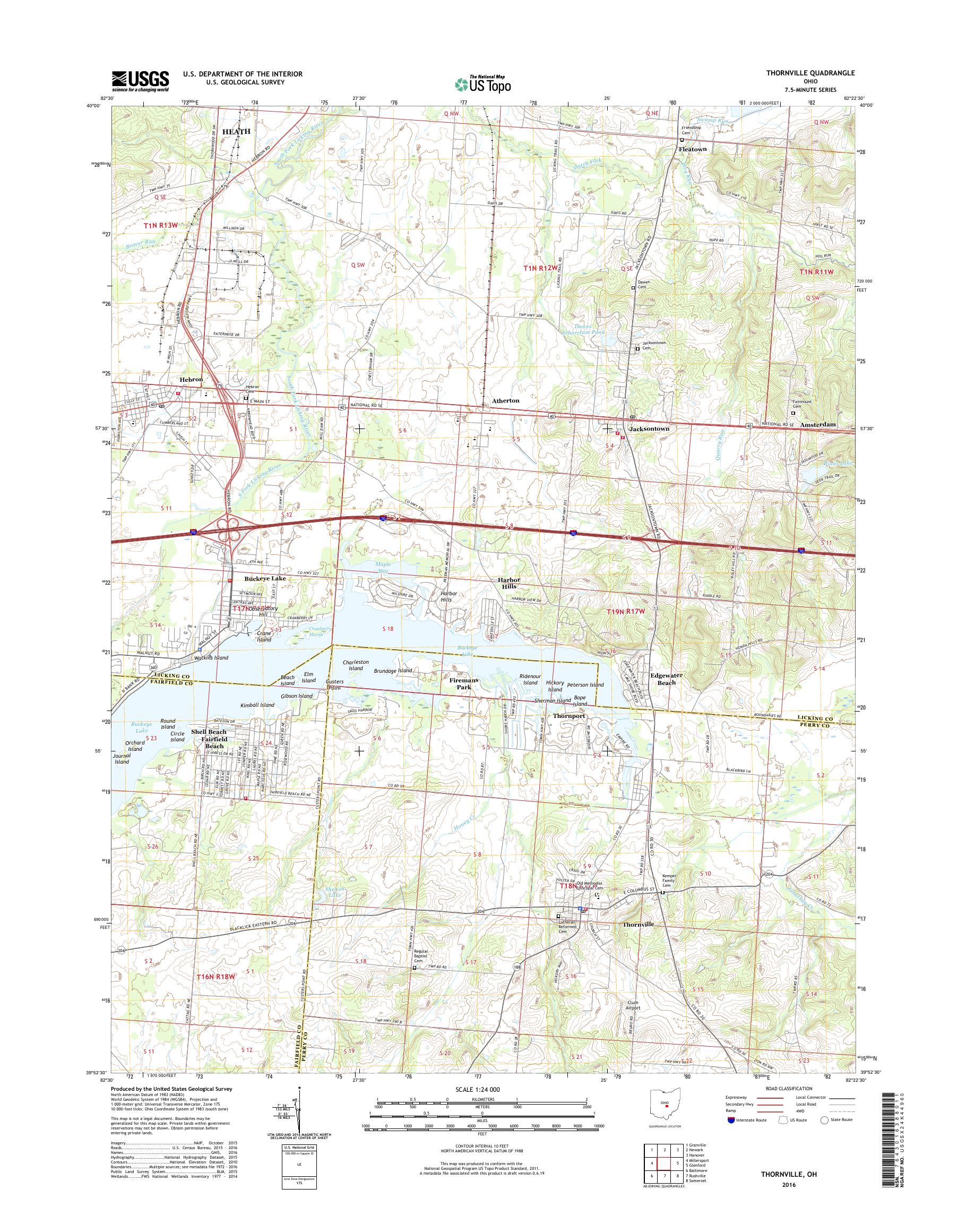 MyTopo Thornville, Ohio USGS Quad Topo Map