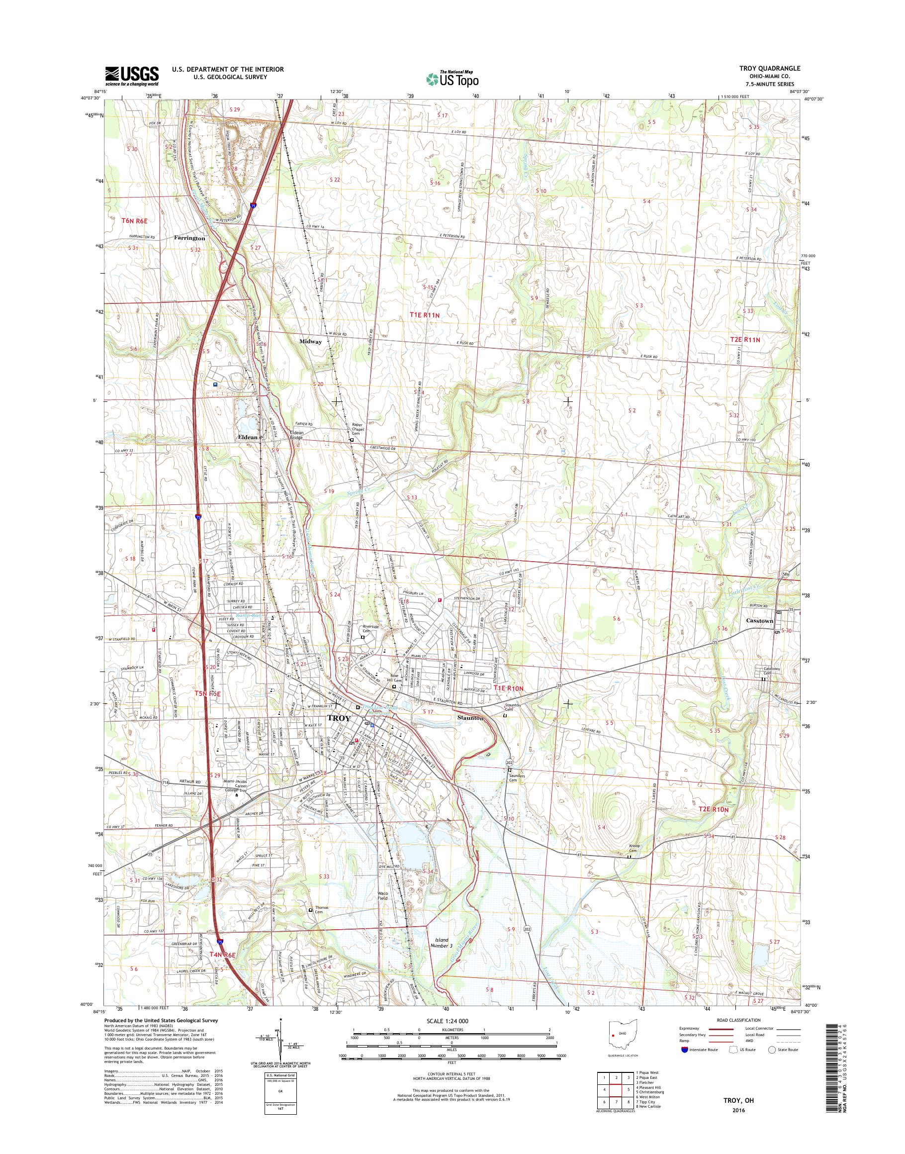 MyTopo Troy, Ohio USGS Quad Topo Map
