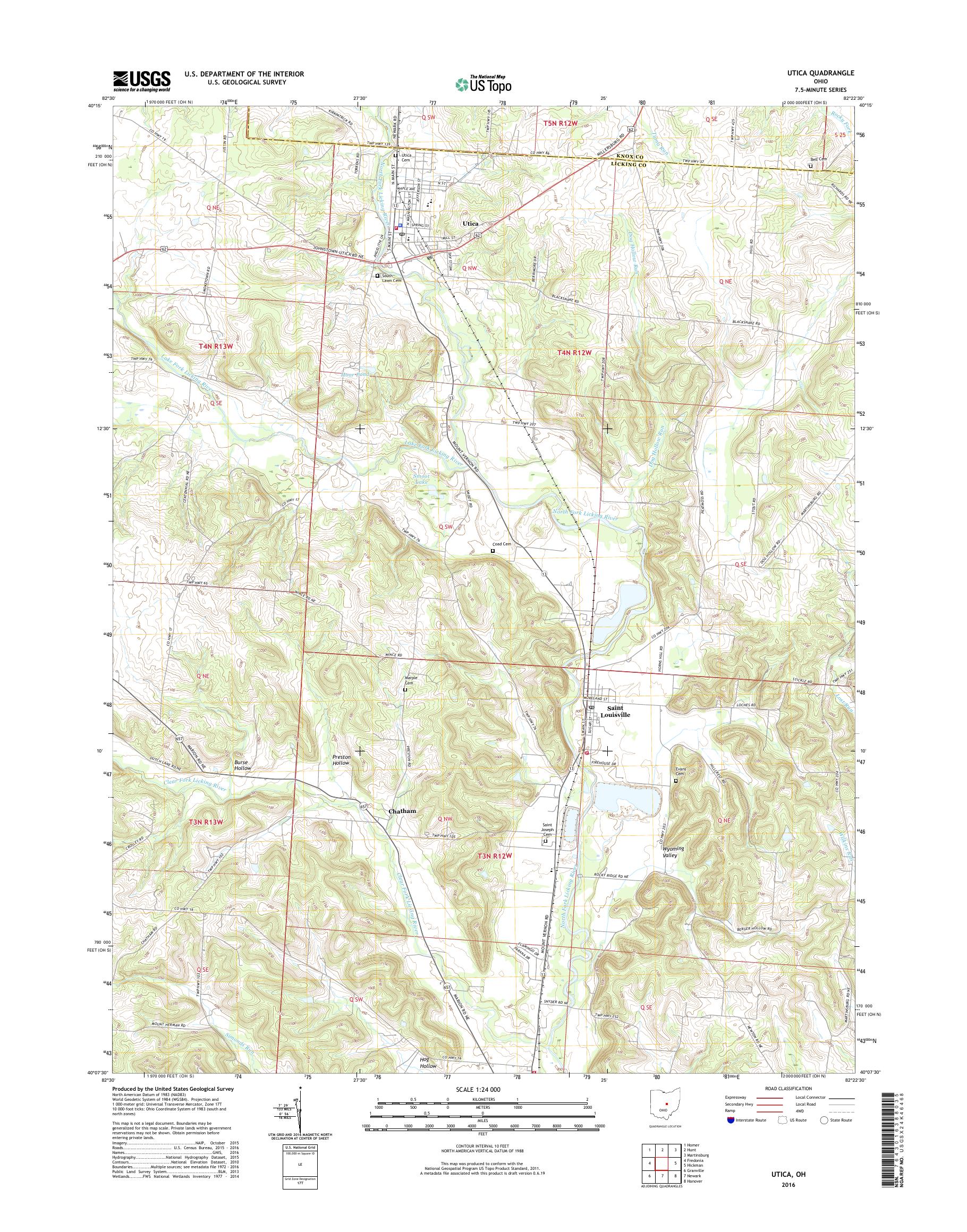 MyTopo Utica, Ohio USGS Quad Topo Map