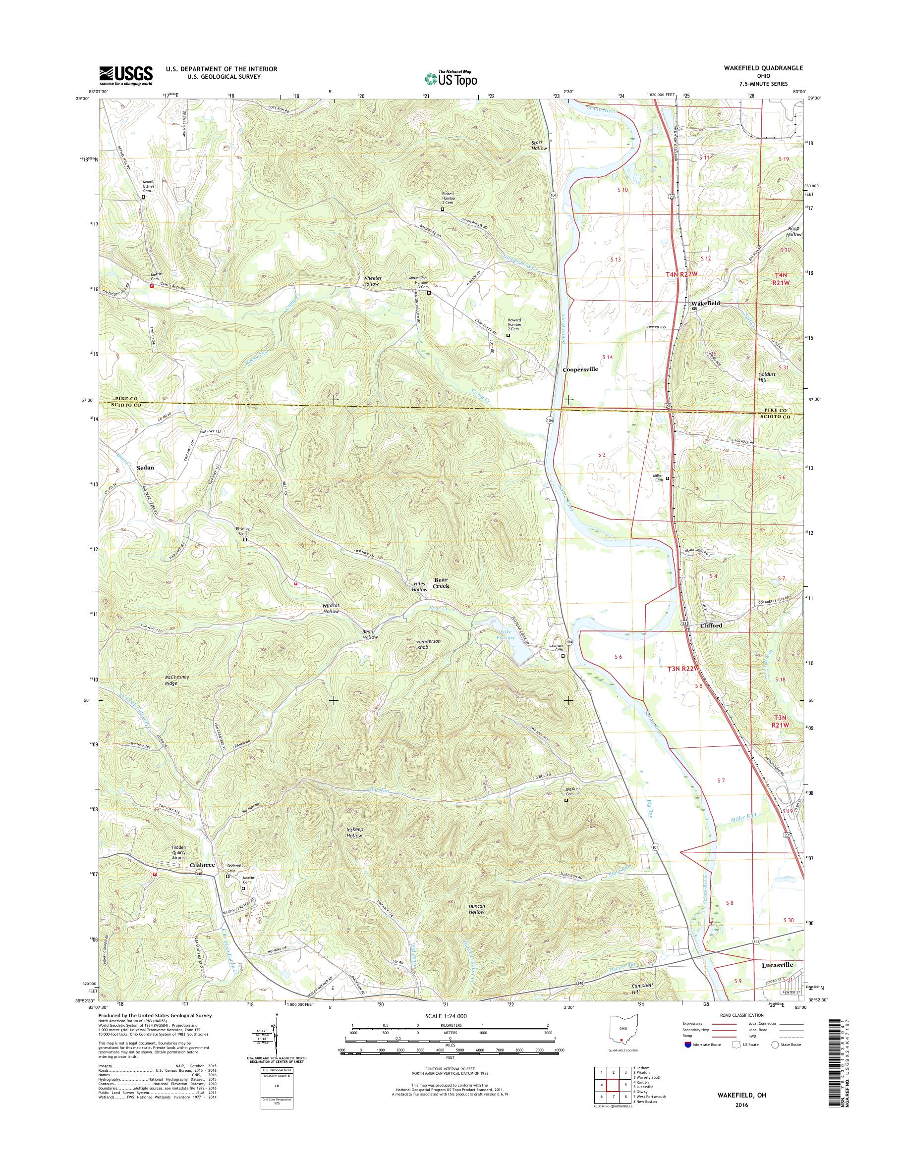 MyTopo Wakefield, Ohio USGS Quad Topo Map
