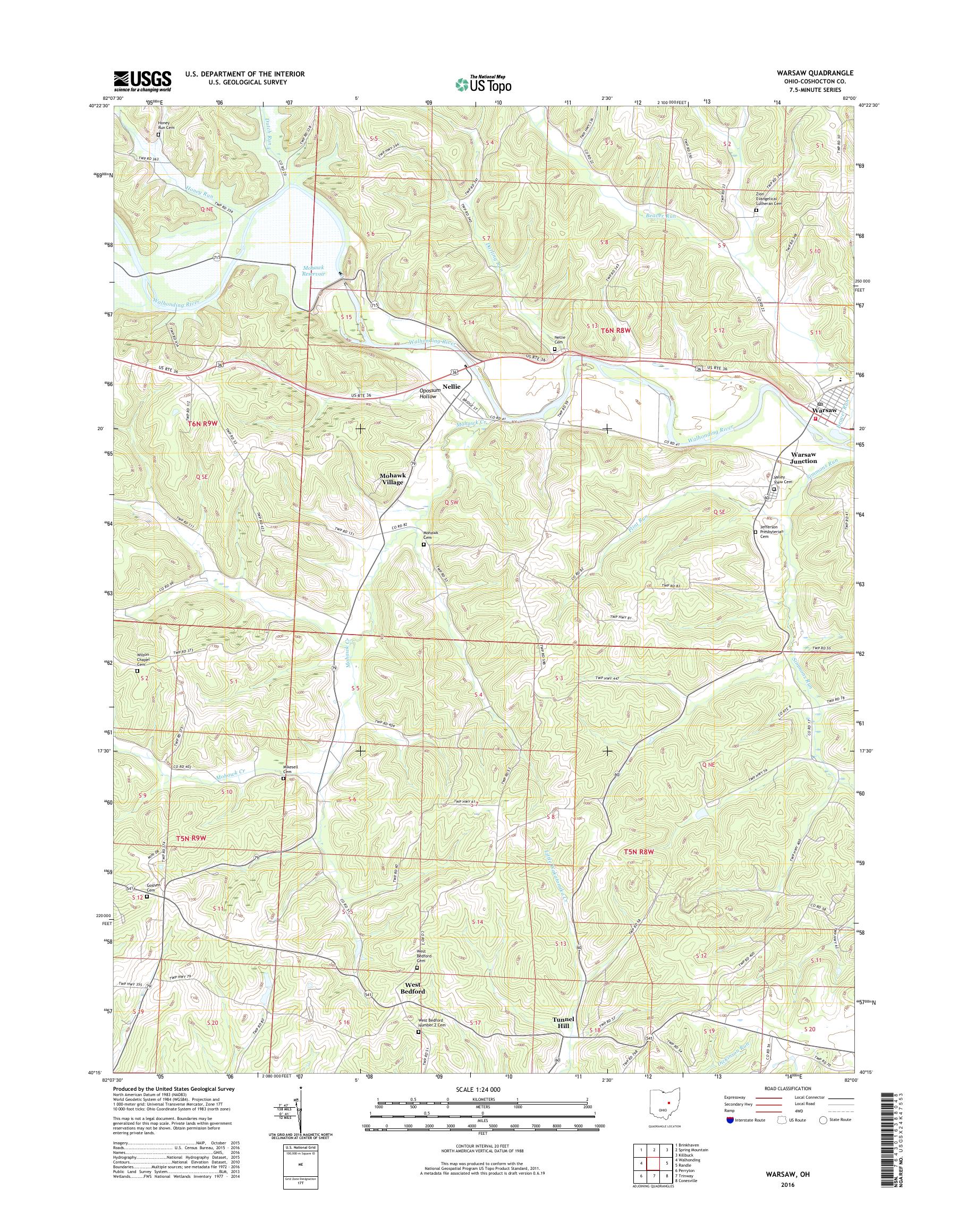 MyTopo Warsaw, Ohio USGS Quad Topo Map