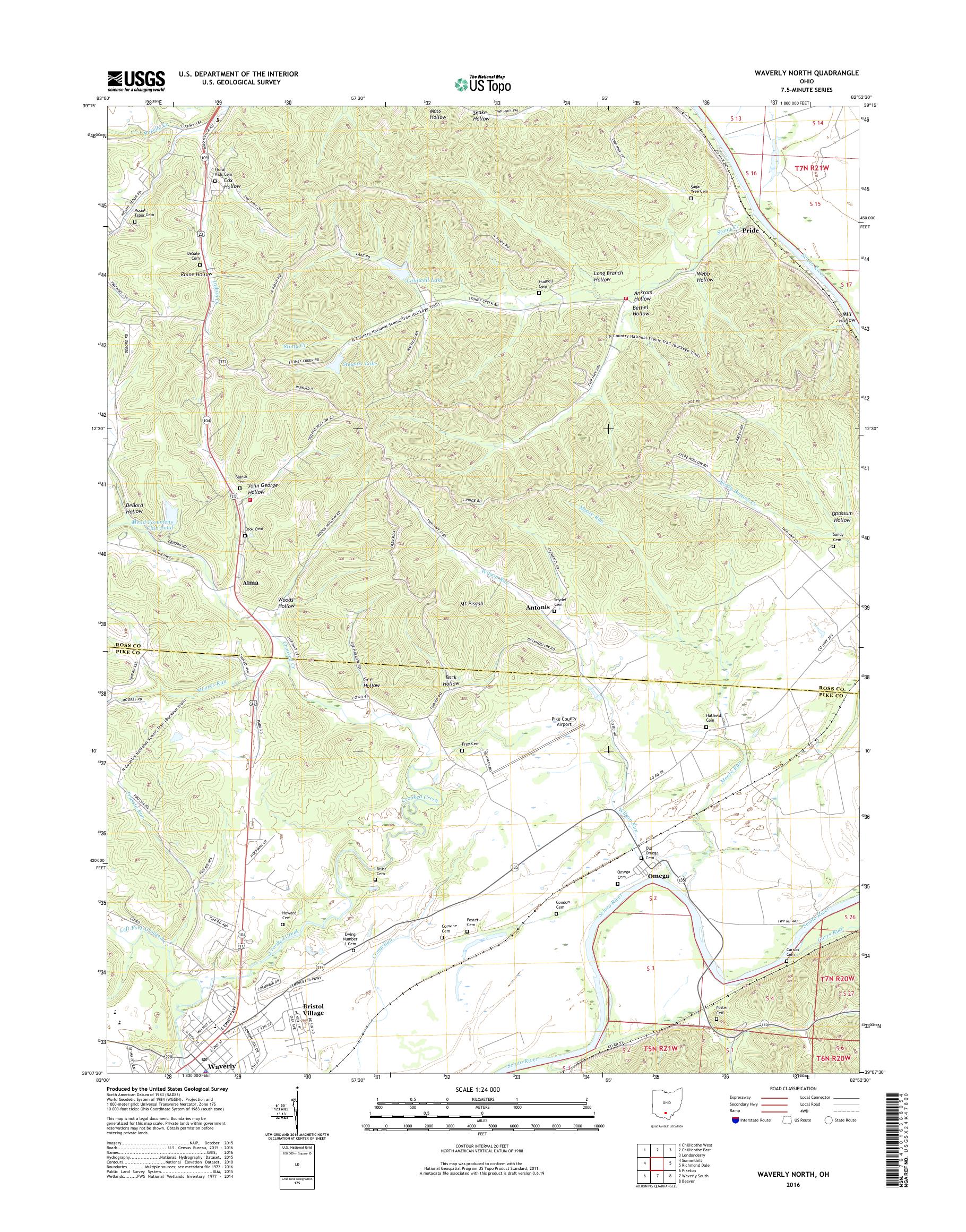 MyTopo Waverly North, Ohio USGS Quad Topo Map
