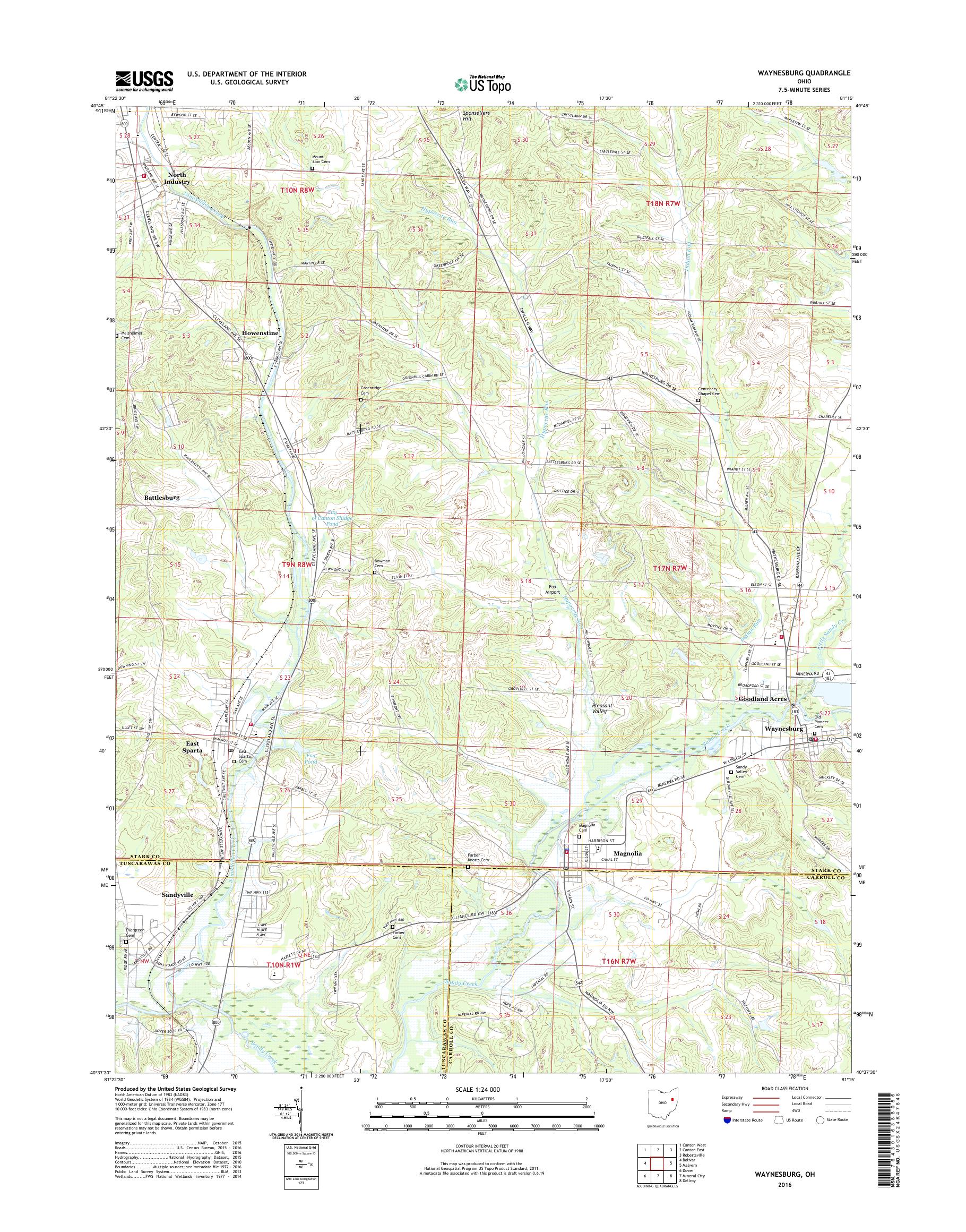 MyTopo Waynesburg, Ohio USGS Quad Topo Map