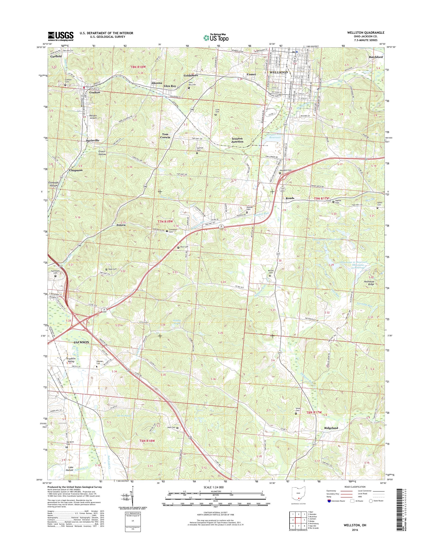 MyTopo Wellston, Ohio USGS Quad Topo Map