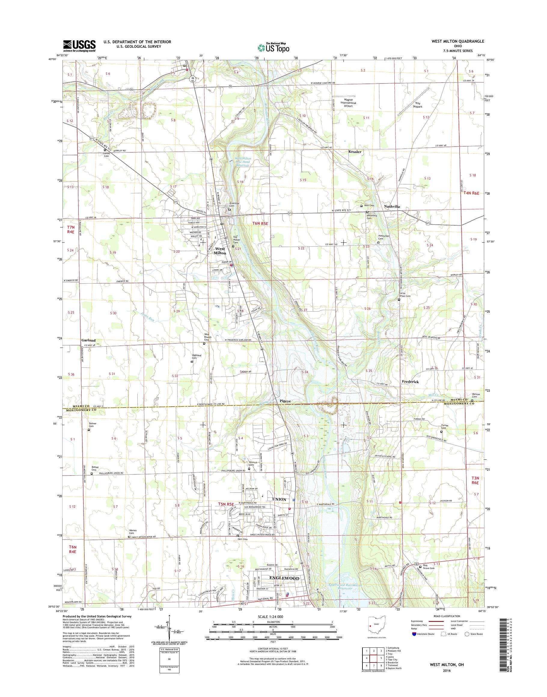 MyTopo West Milton, Ohio USGS Quad Topo Map