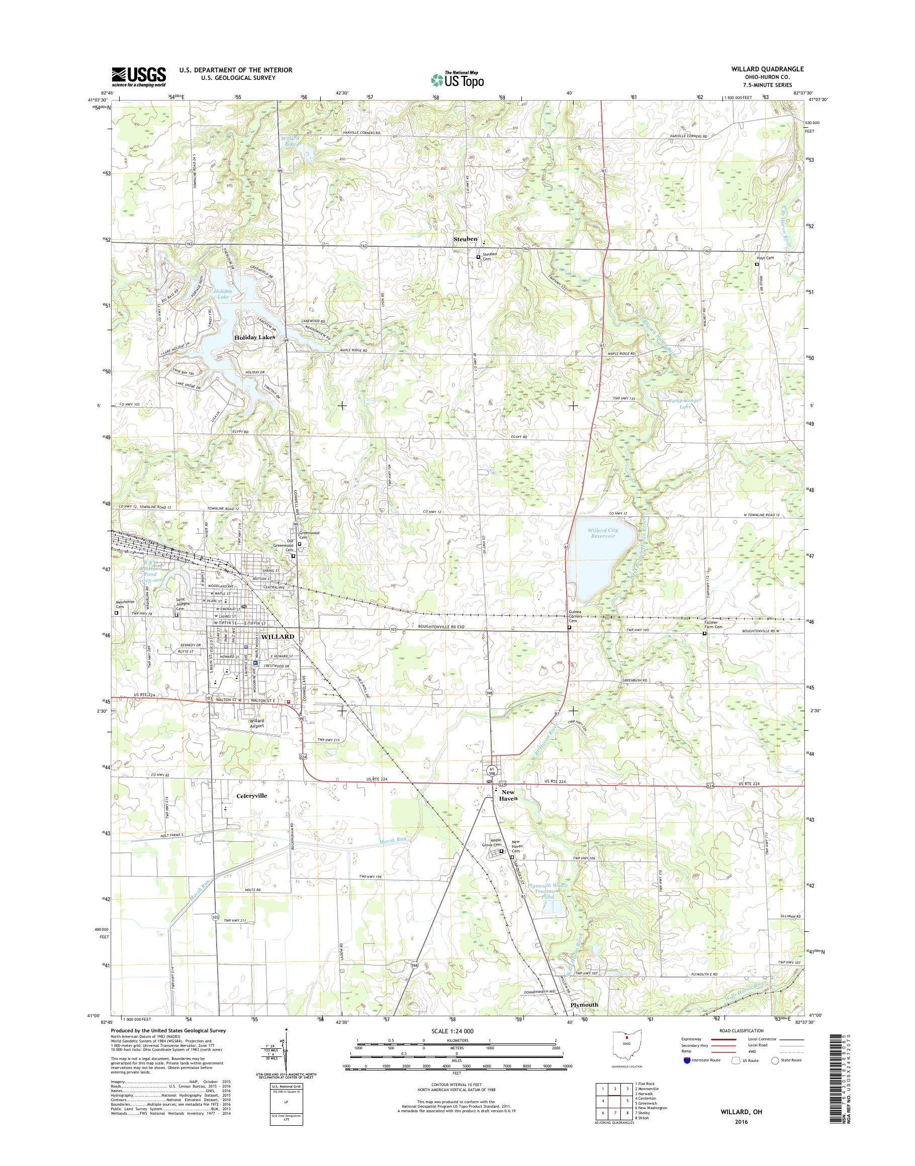 MyTopo Willard, Ohio USGS Quad Topo Map