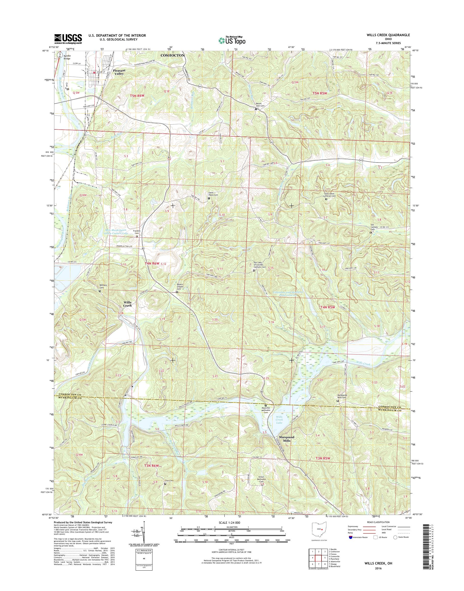MyTopo Wills Creek, Ohio USGS Quad Topo Map