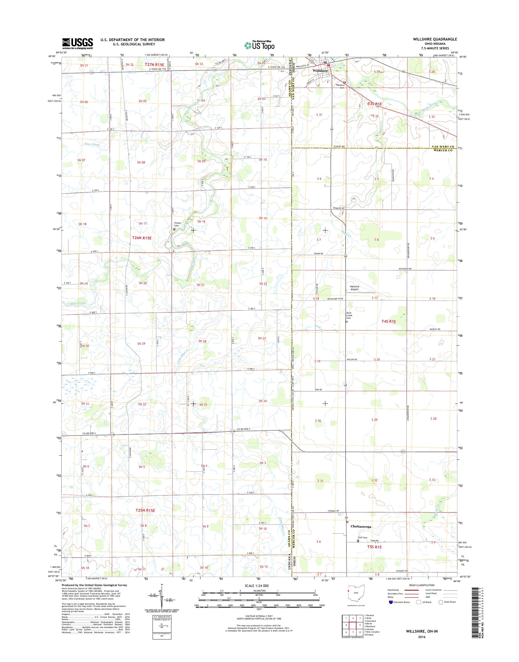 MyTopo Willshire, Ohio USGS Quad Topo Map