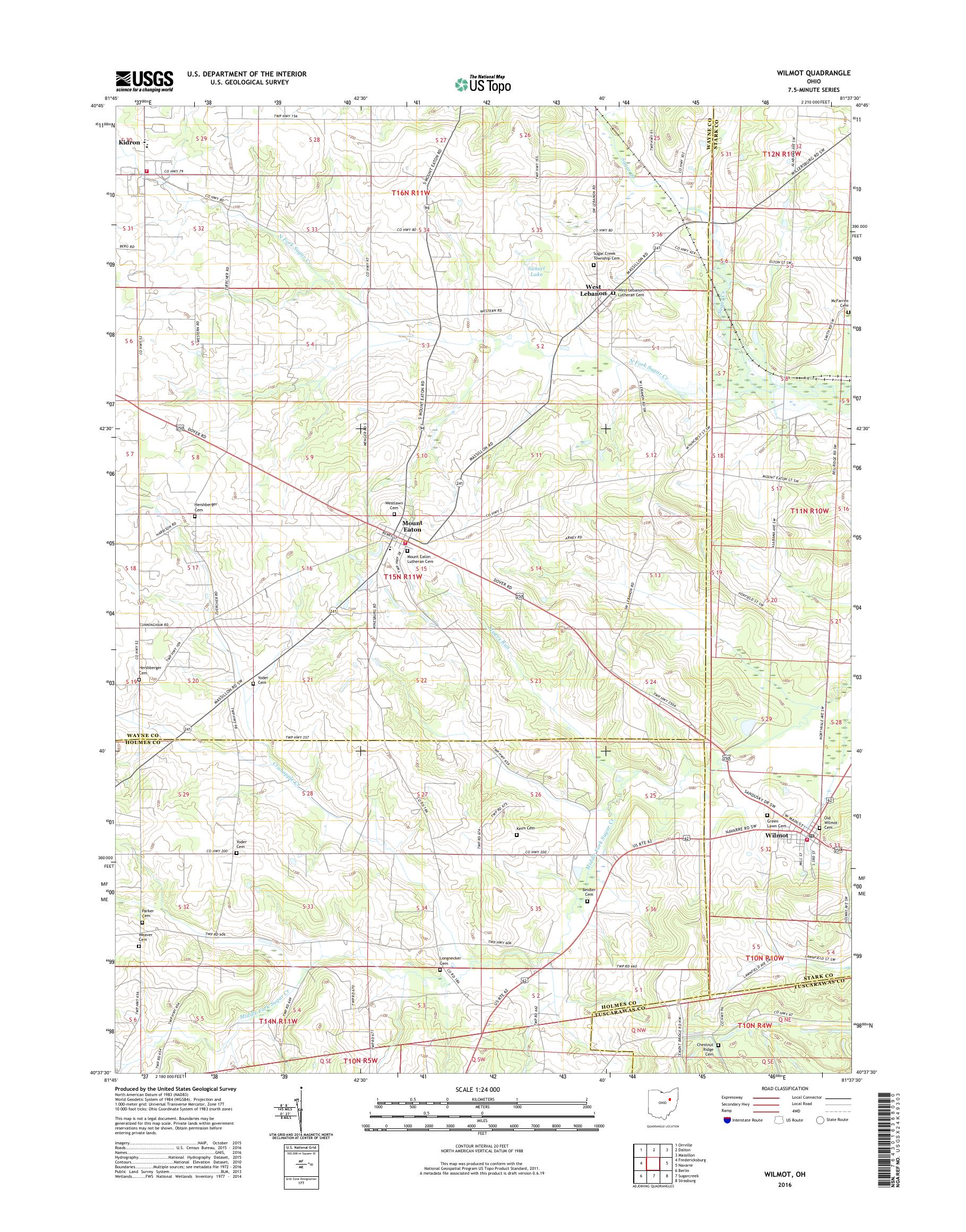 MyTopo Wilmot, Ohio USGS Quad Topo Map
