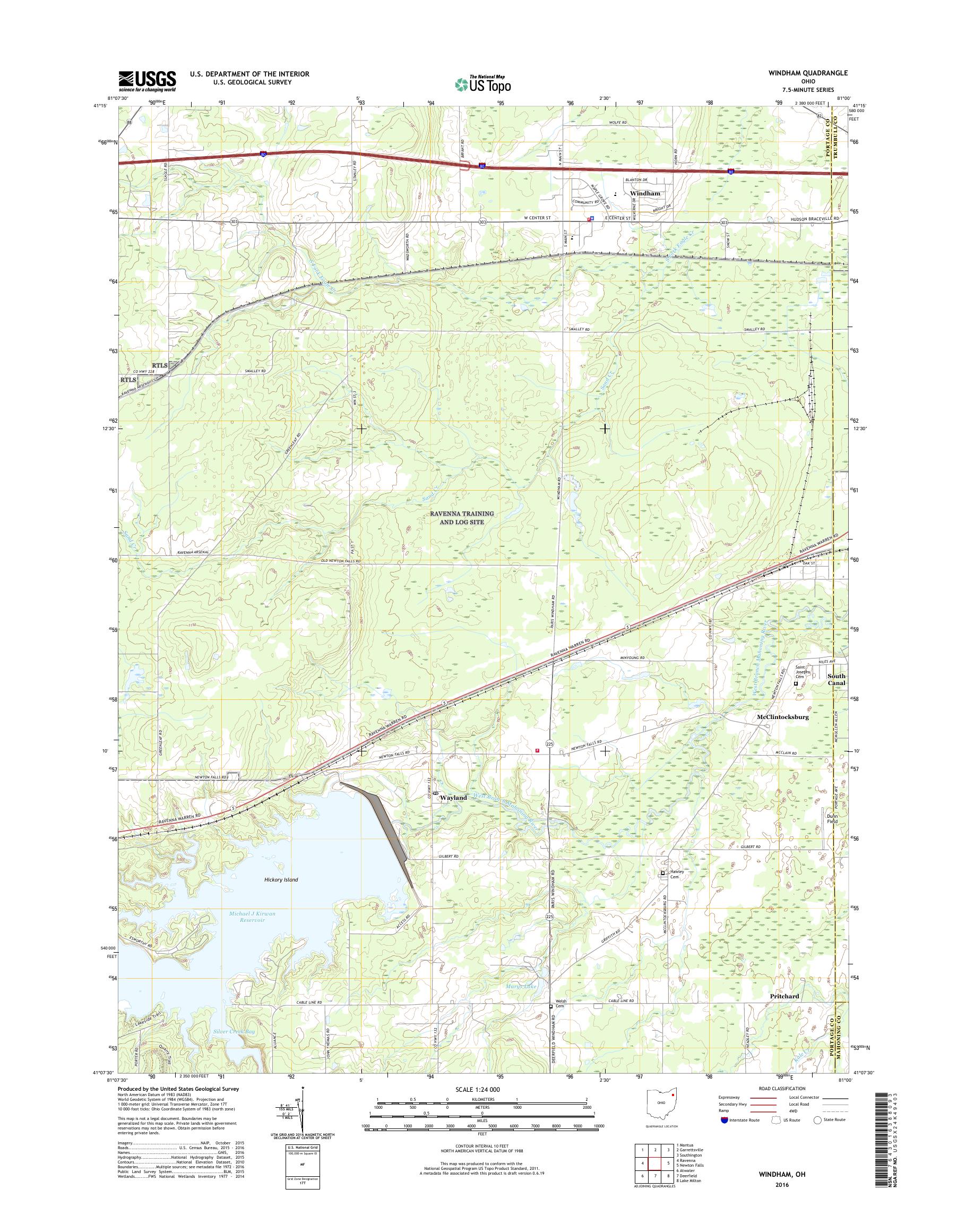 MyTopo Windham, Ohio USGS Quad Topo Map
