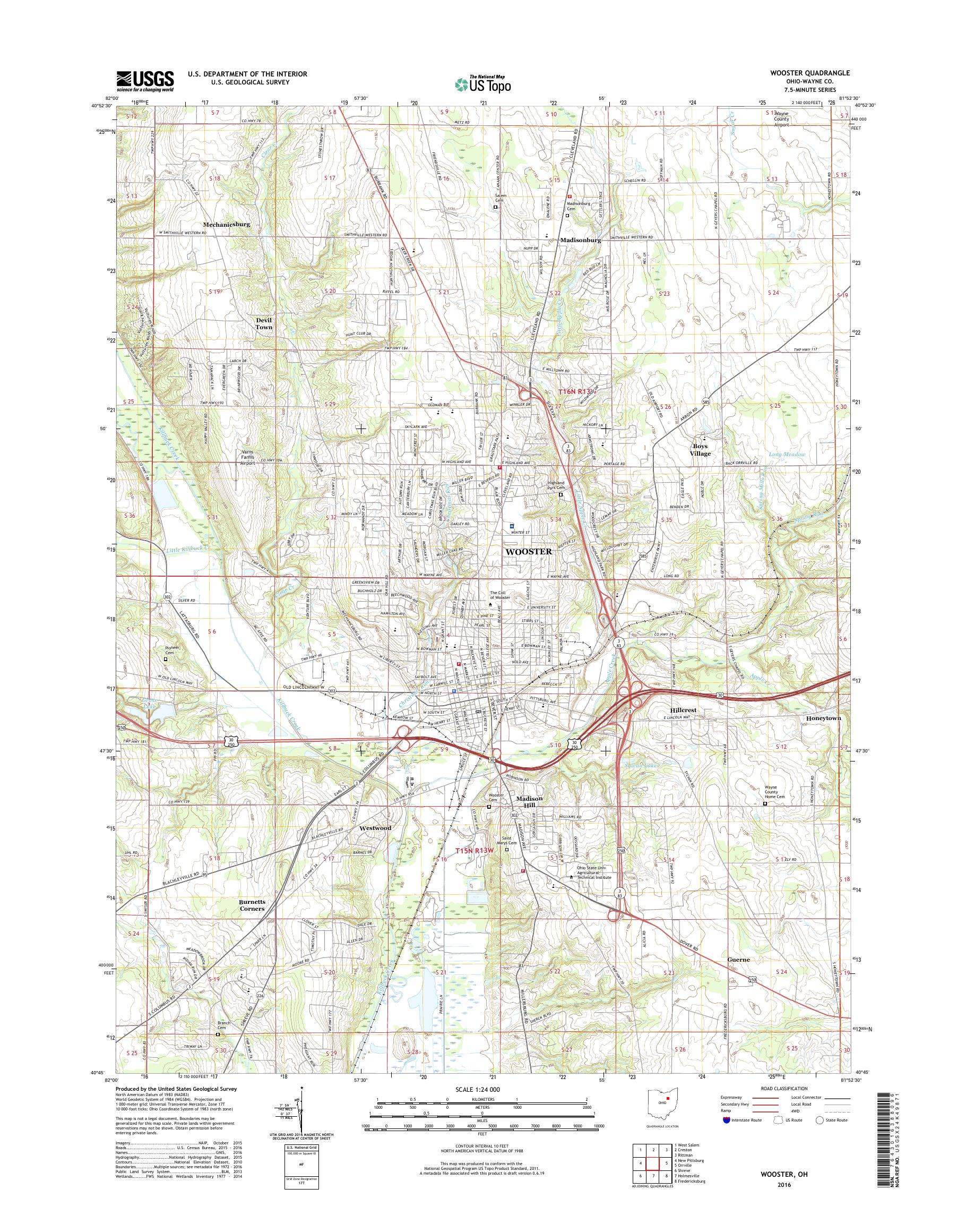 MyTopo Wooster, Ohio USGS Quad Topo Map