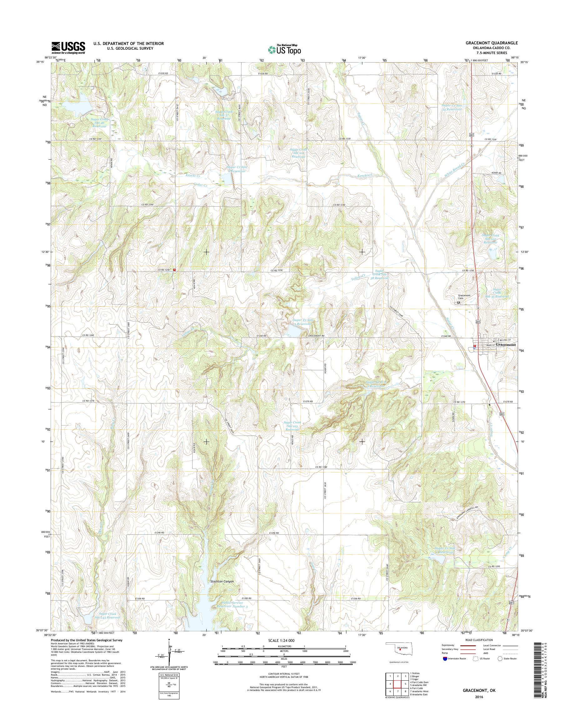 MyTopo Gracemont, Oklahoma USGS Quad Topo Map