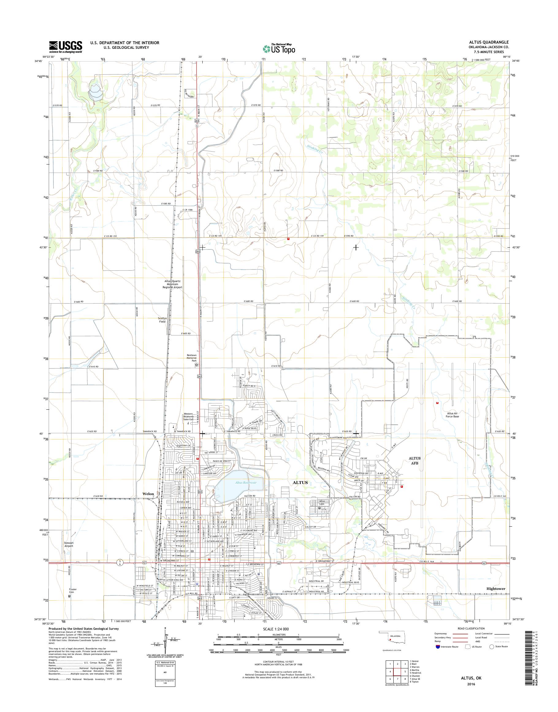MyTopo Altus, Oklahoma USGS Quad Topo Map