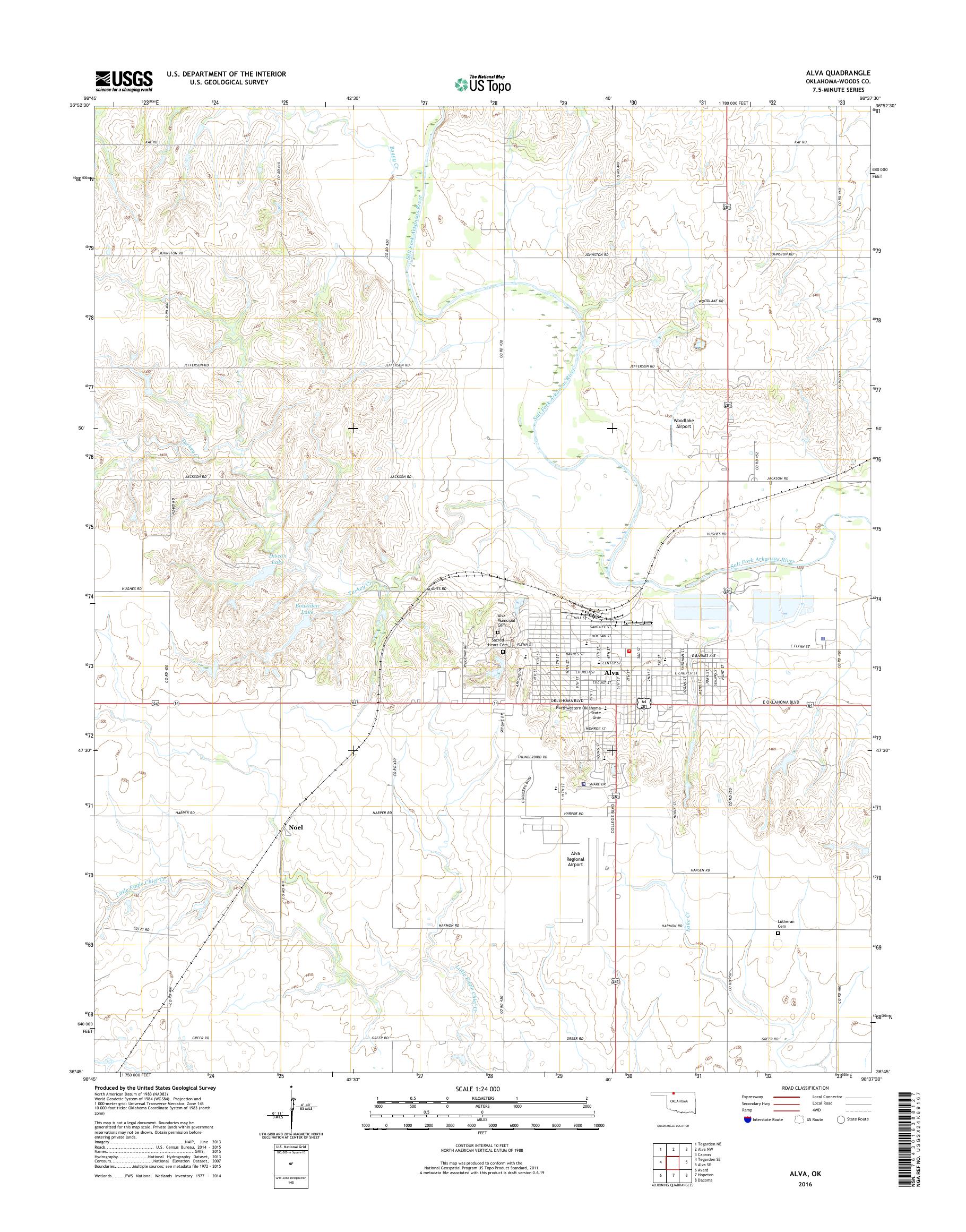 MyTopo Alva, Oklahoma USGS Quad Topo Map
