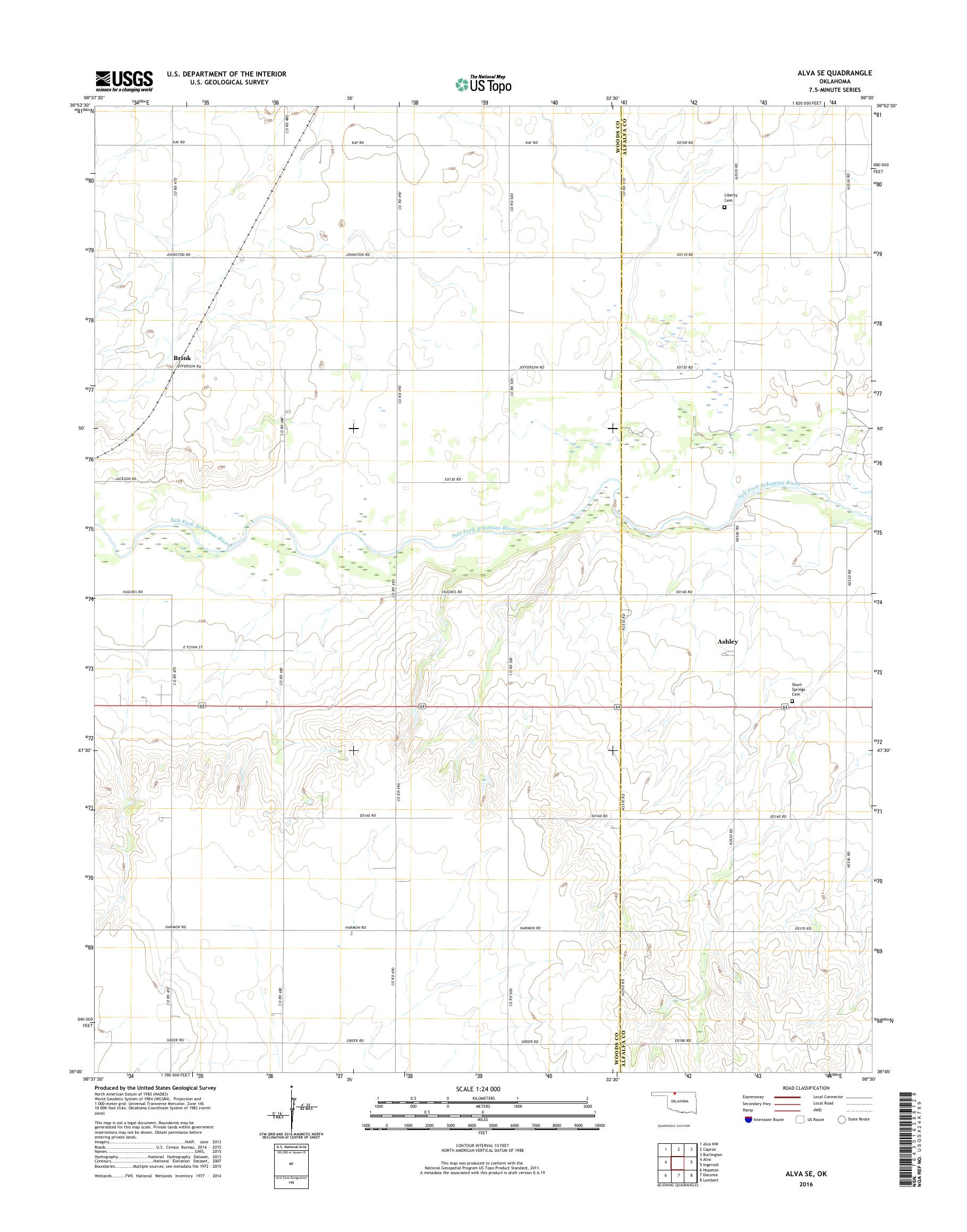 MyTopo Alva SE, Oklahoma USGS Quad Topo Map