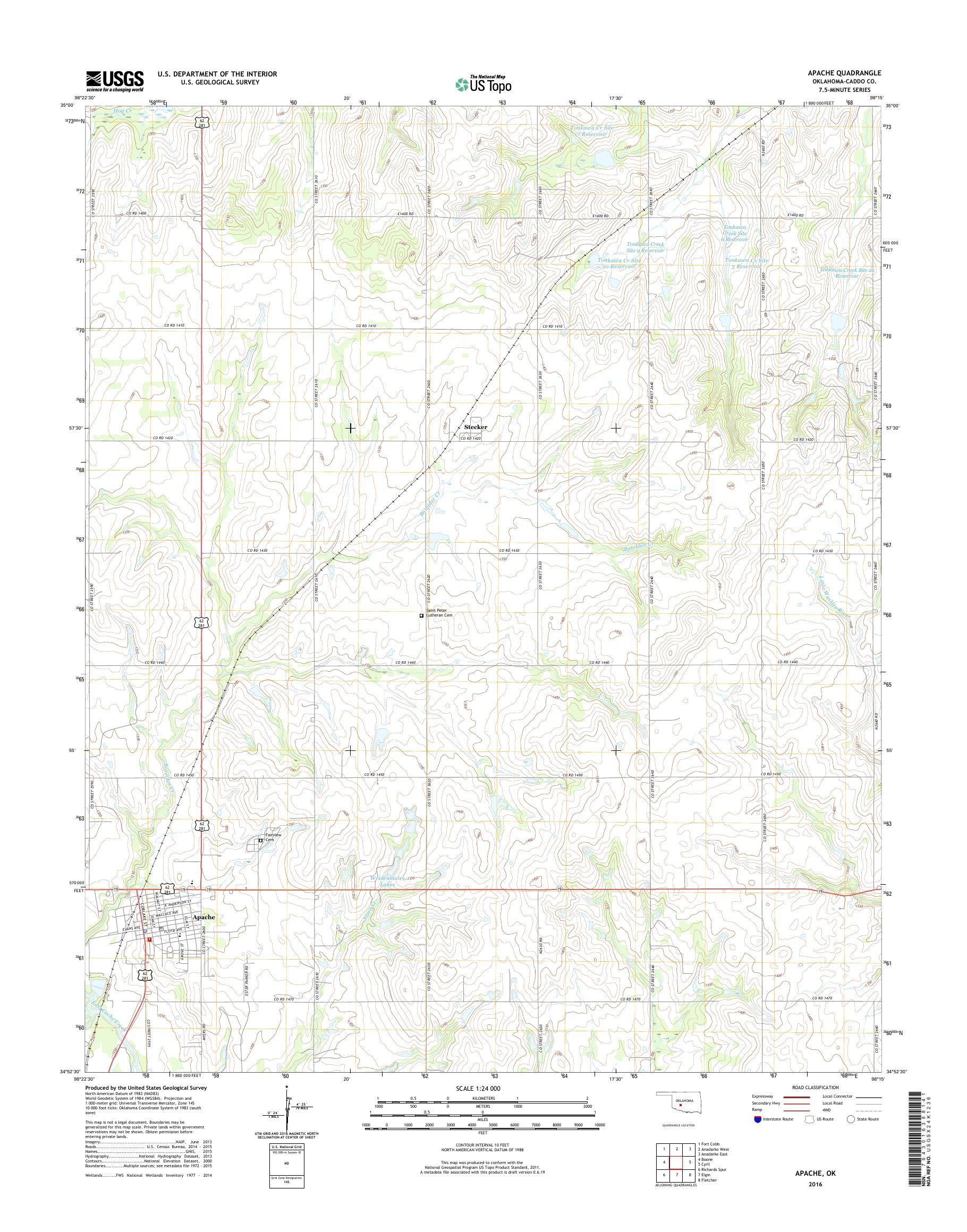MyTopo Apache, Oklahoma USGS Quad Topo Map