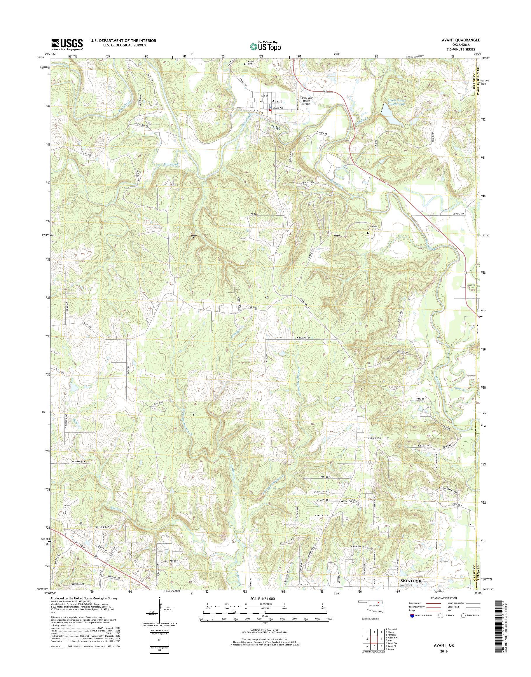 MyTopo Avant, Oklahoma USGS Quad Topo Map
