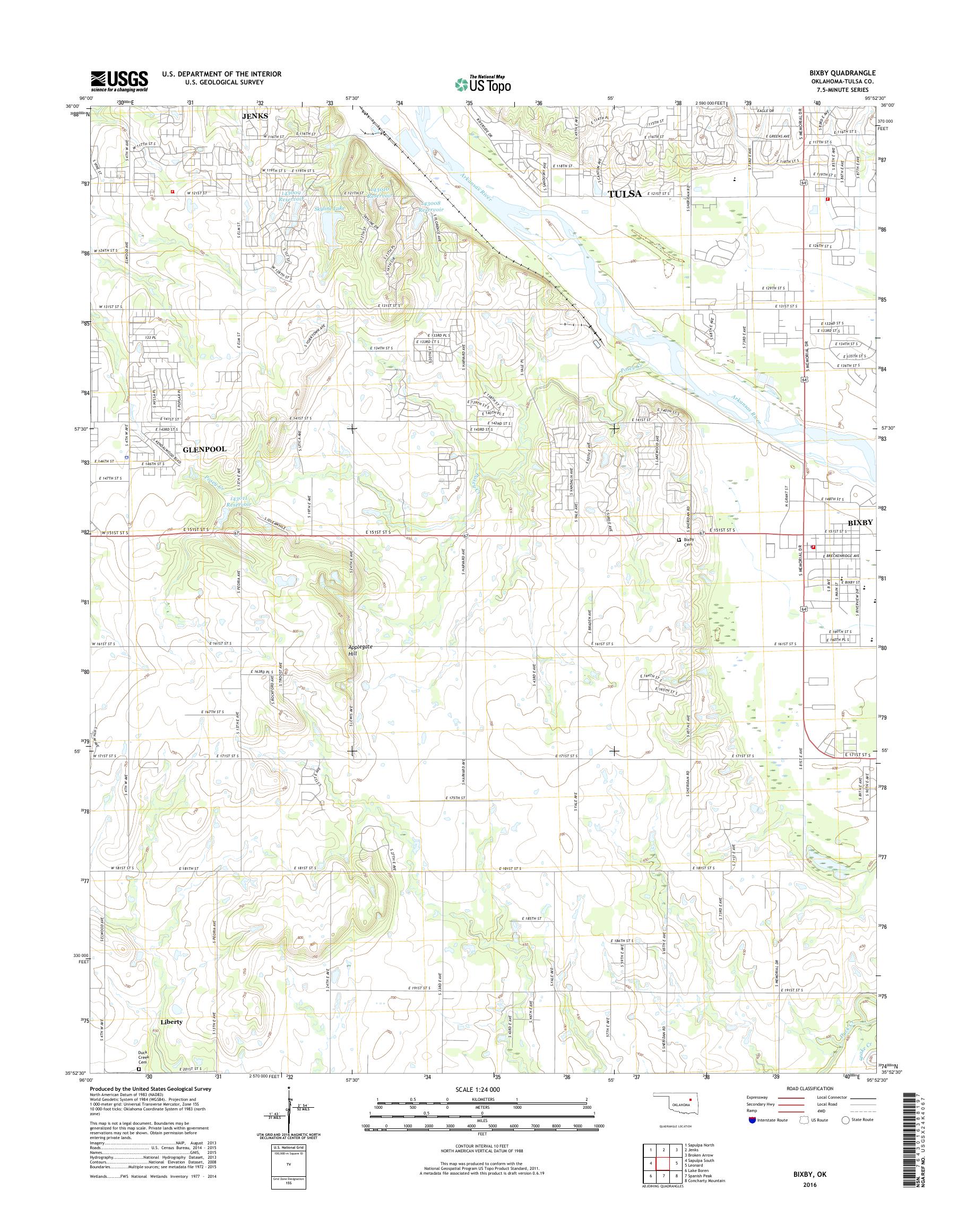 MyTopo Bixby, Oklahoma USGS Quad Topo Map