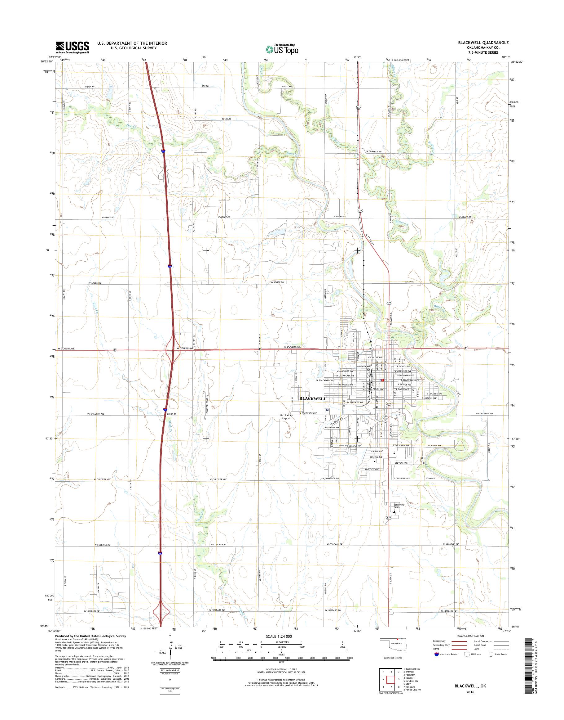 MyTopo Blackwell, Oklahoma USGS Quad Topo Map
