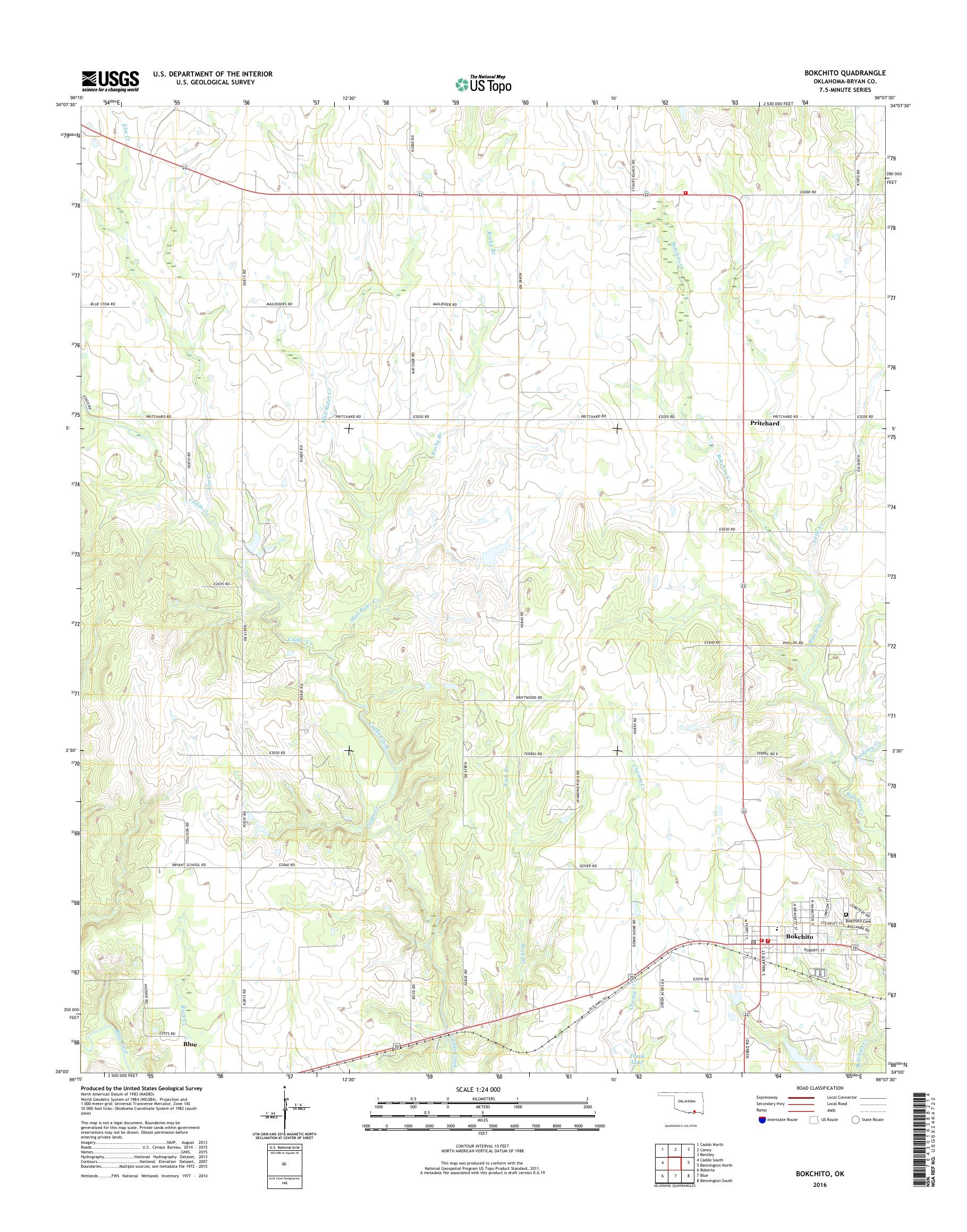 MyTopo Bokchito, Oklahoma USGS Quad Topo Map