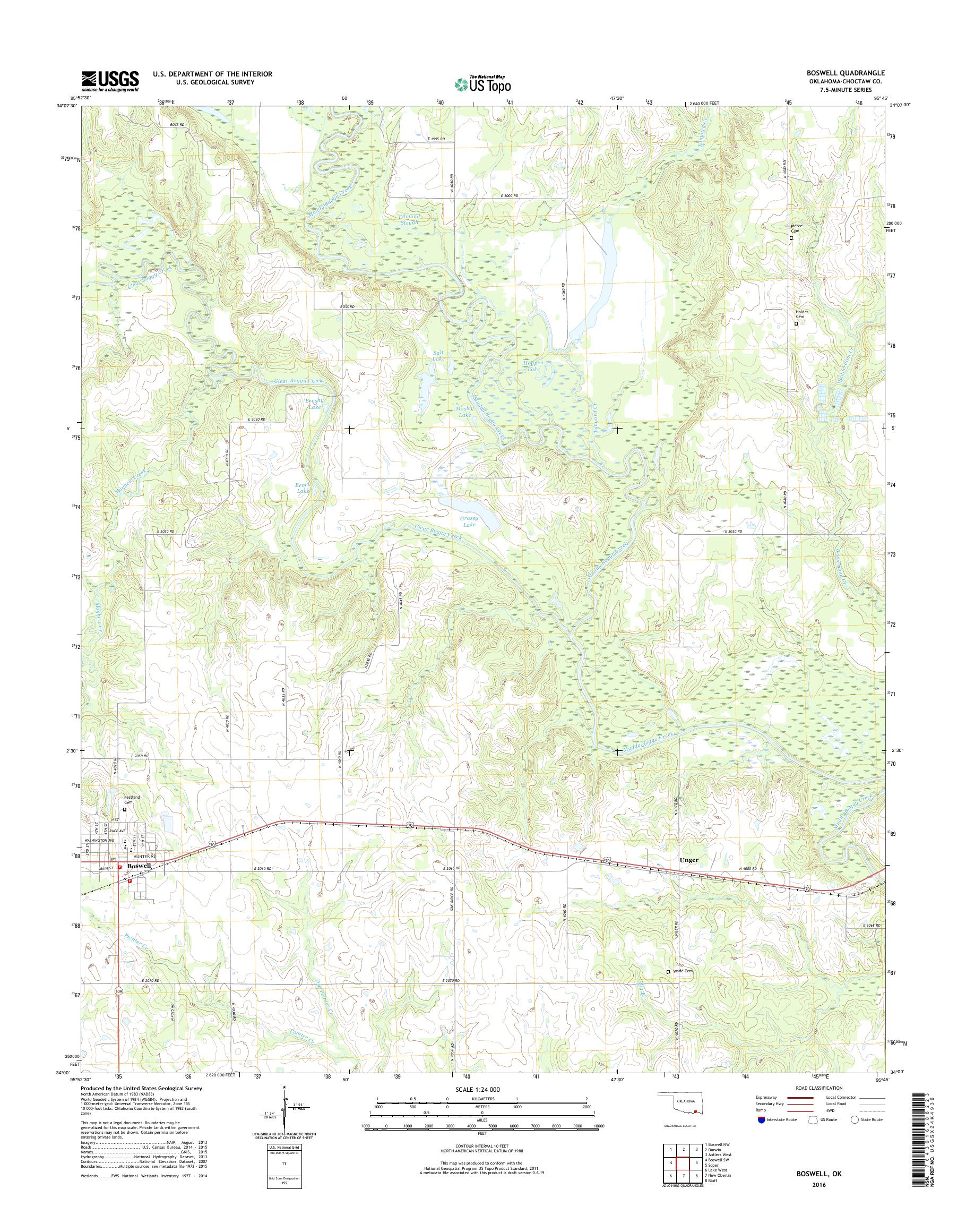 MyTopo Boswell, Oklahoma USGS Quad Topo Map