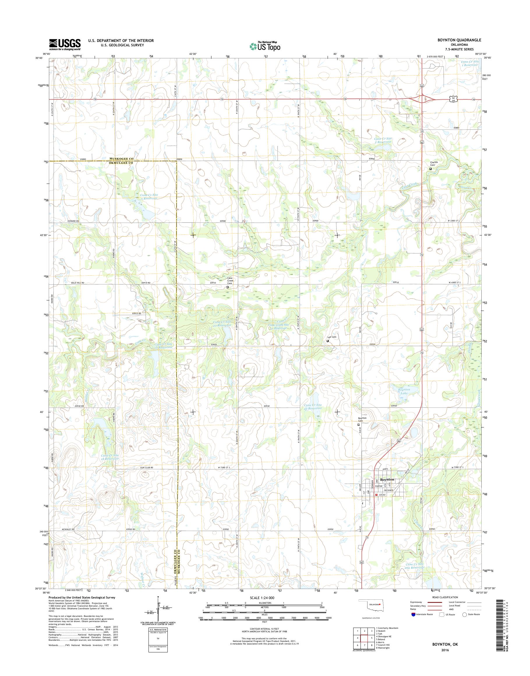 MyTopo Boynton, Oklahoma USGS Quad Topo Map