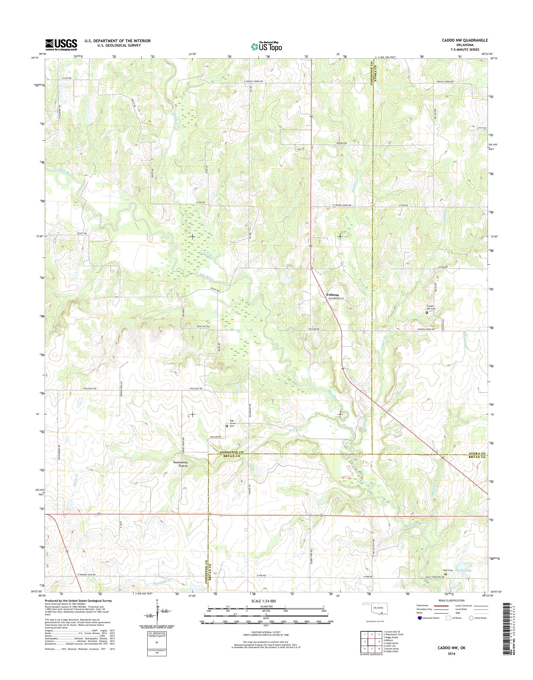 MyTopo Caddo NW, Oklahoma USGS Quad Topo Map